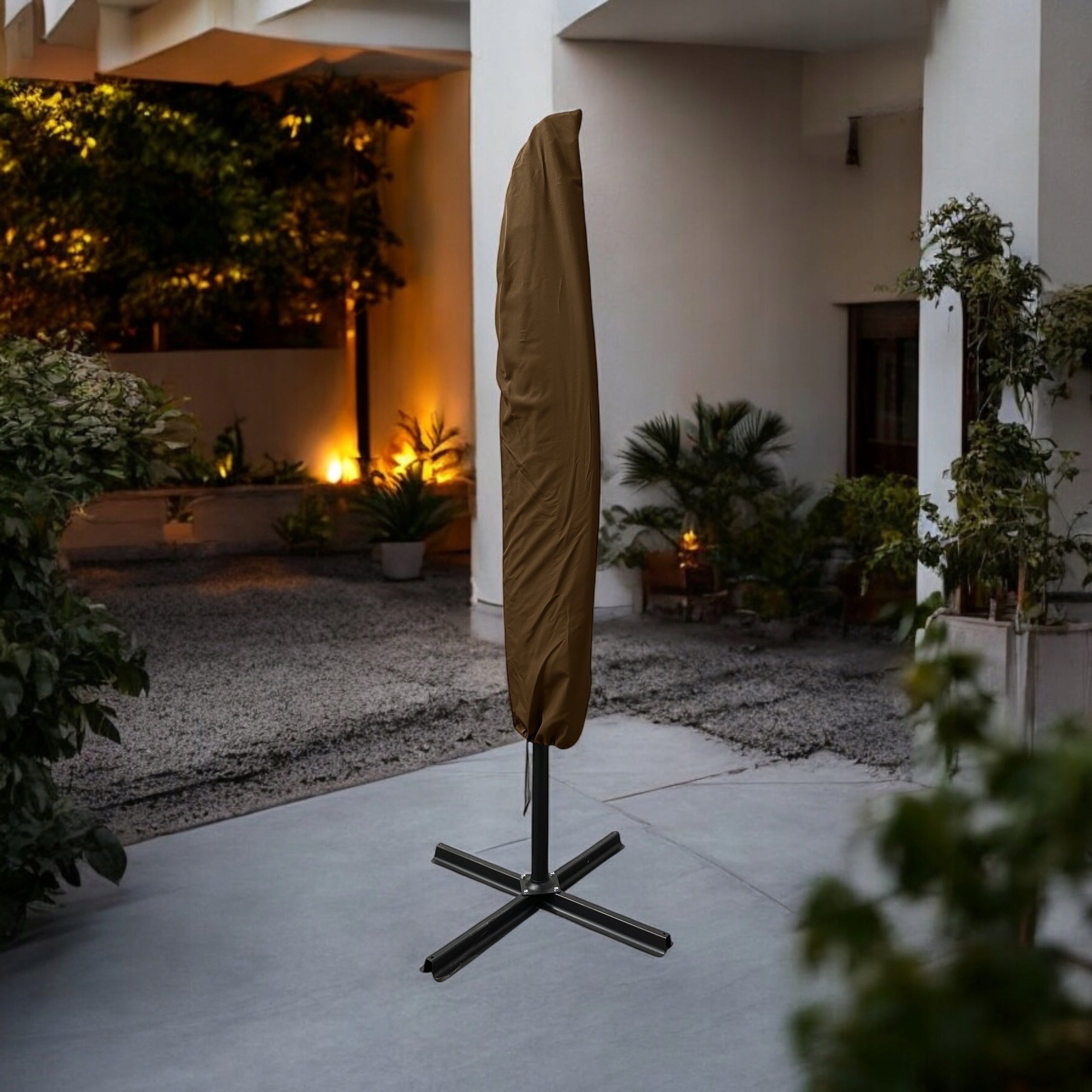 GARDEN UMBRELLA LARGE FOLDING WITH BOOM 350cm + COVER - BRONZE Manufacturer no brand
