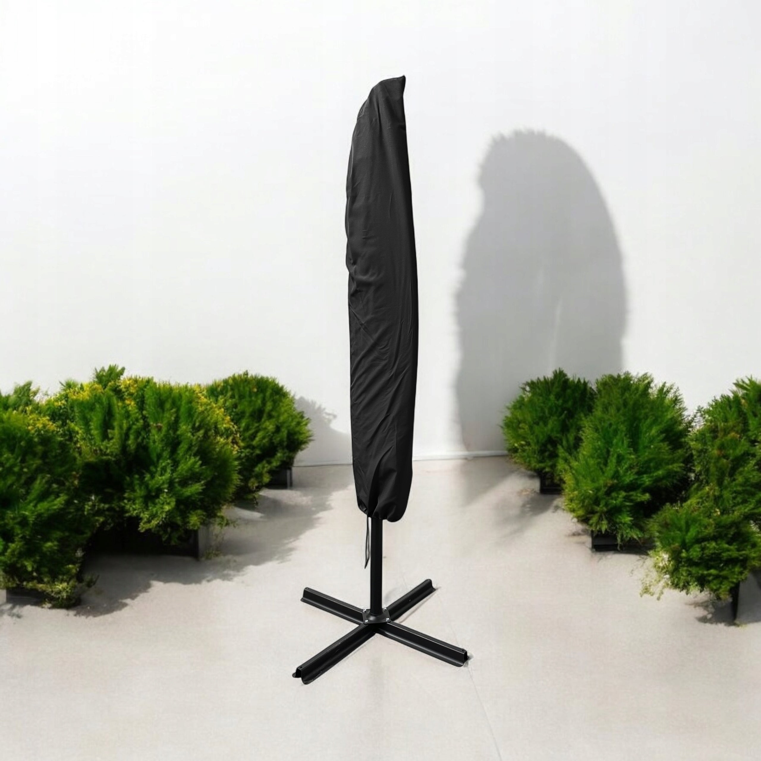 GARDEN UMBRELLA LARGE FOLDING WITH BOOM 350cm + COVER - GREY Diameter/width 300 cm