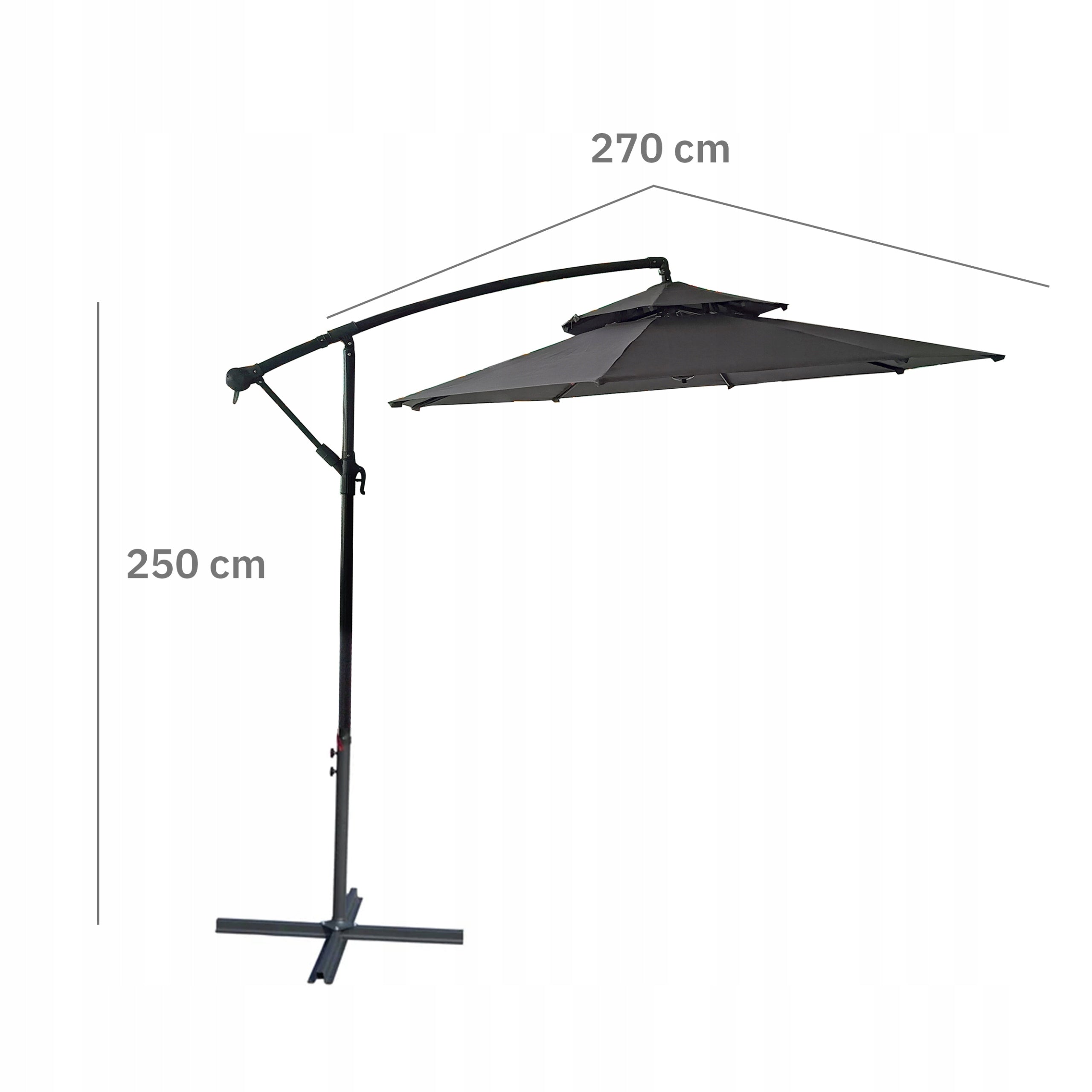GARDEN UMBRELLA LARGE SOLID FOLDING 2,7 M WITH BOOM ADJUSTABLE XXL Manufacturer Nuforma