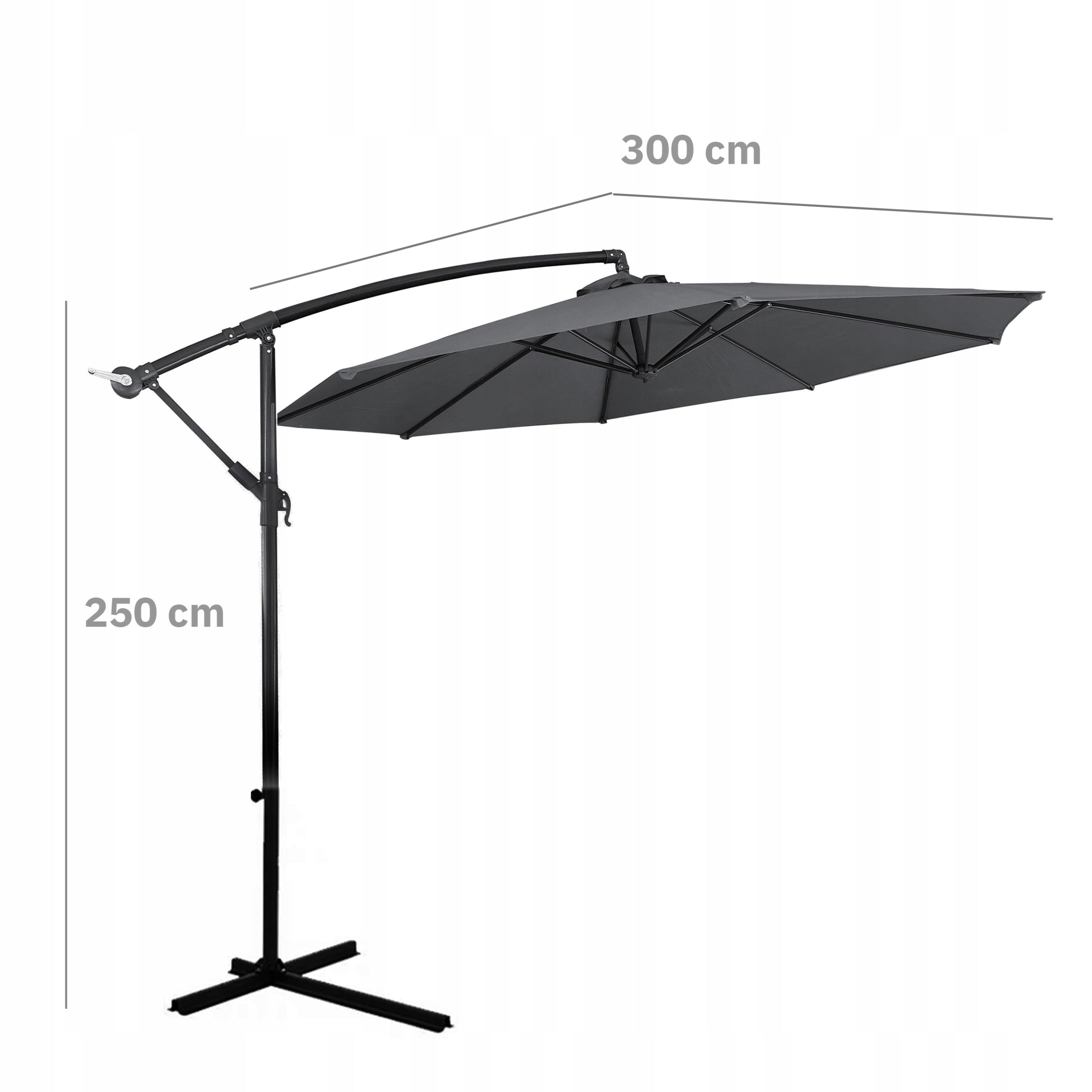 GARDEN UMBRELLA LARGE SOLID FOLDING 3 M WITH BOOM ADJUSTMENT XXXL Product height 250 cm
