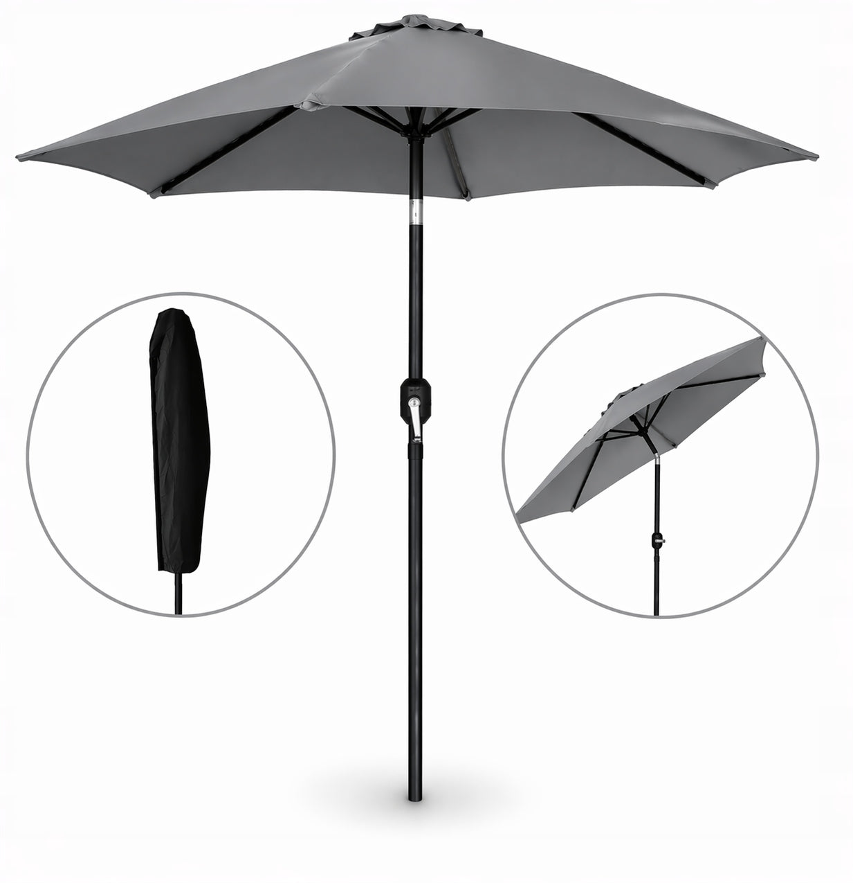 GARDEN UMBRELLA OBLIQUE 3M GREY ADJUSTABLE CRANK + COVER