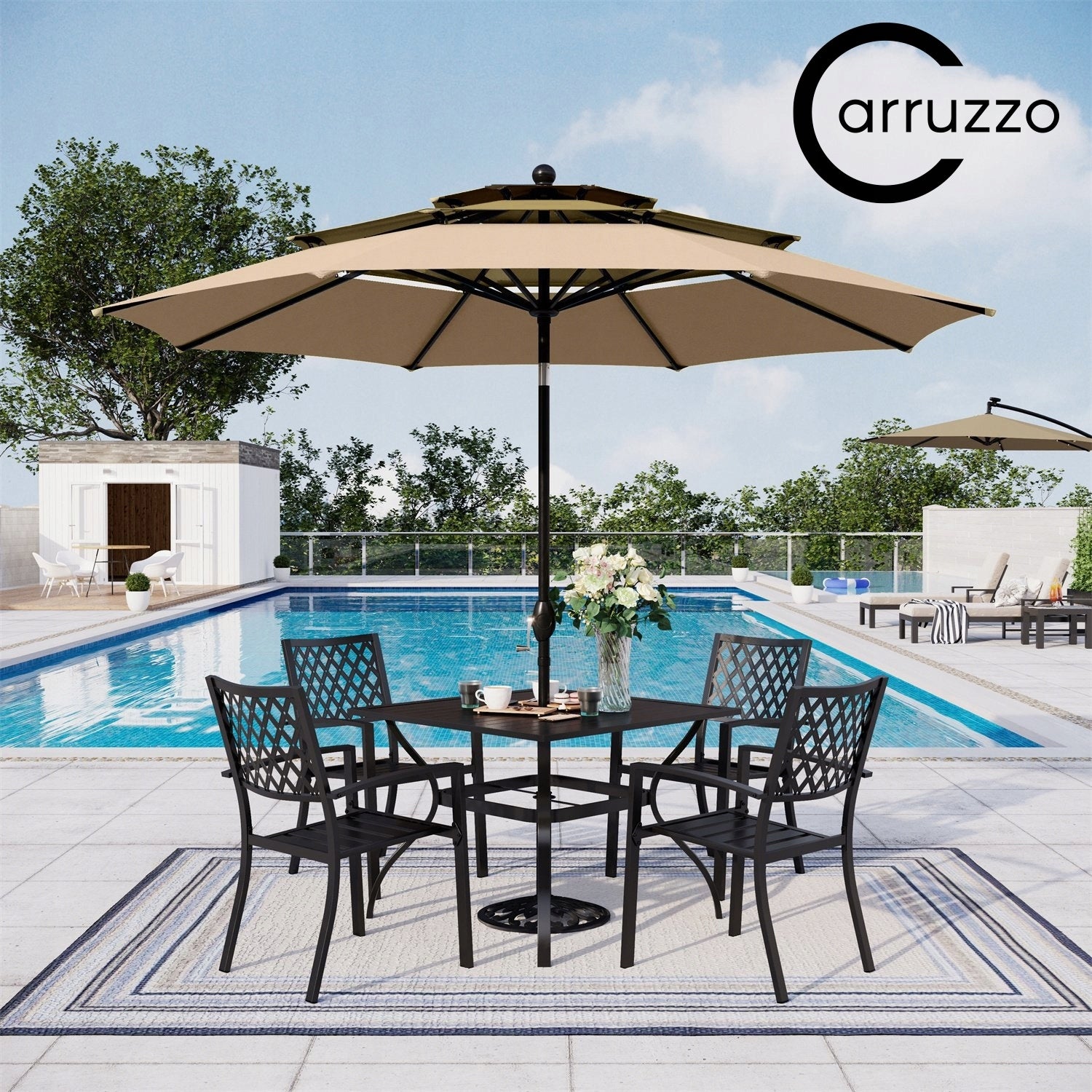 GARDEN UMBRELLA THREE LAYER FOLDING Adjustable LARGE Crank Mechanism Manufacturer code PARASOL OGRODOWY CARRUZO