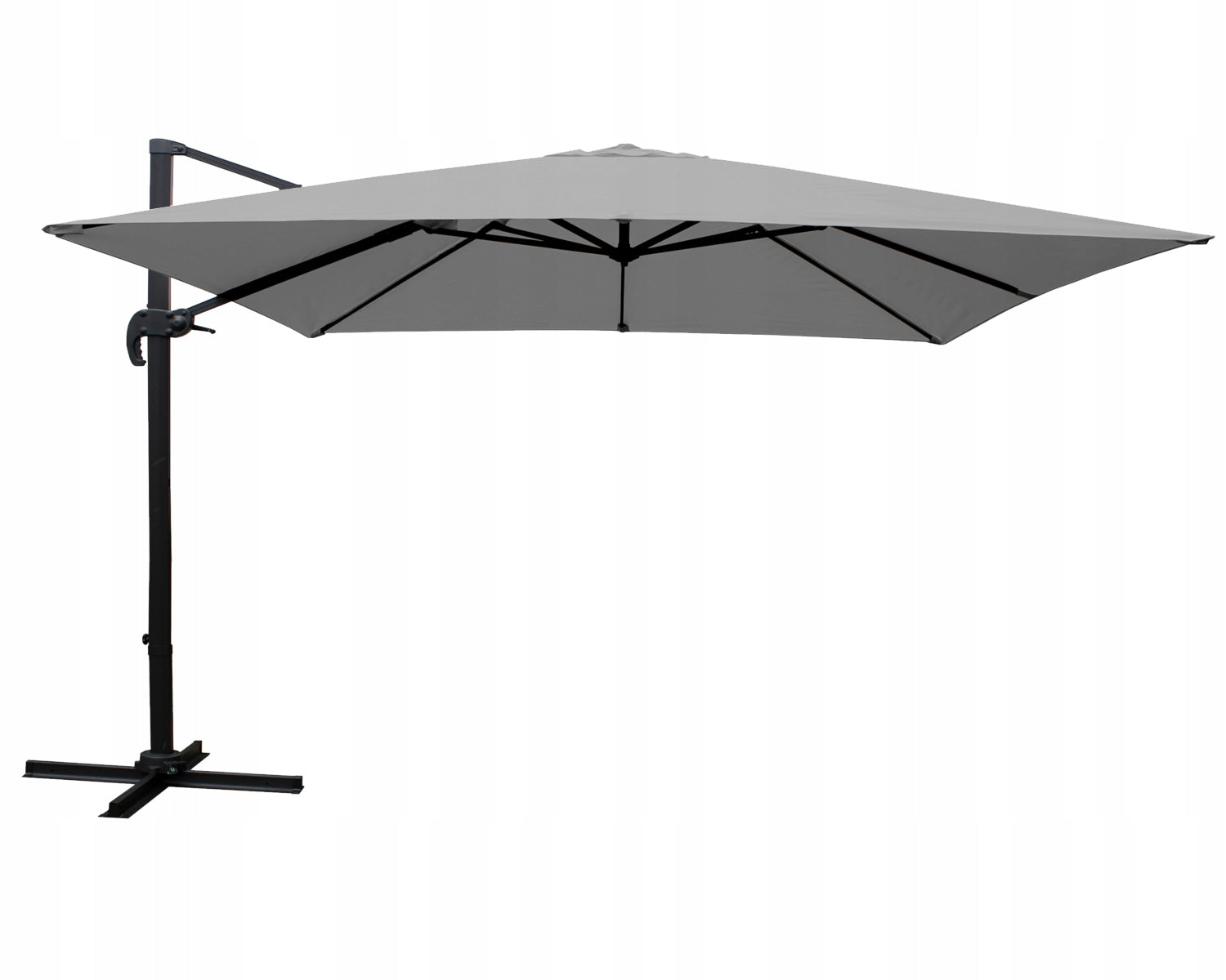 GARDEN UMBRELLA WITH BOOM 2,5 x 2,5 M GREY "MINI ROMA" WITH COVER