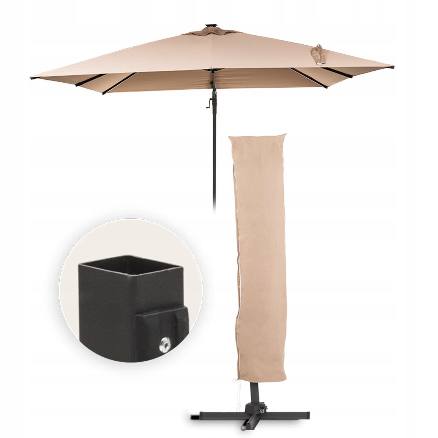 GARDEN UMBRELLA WITH BOOM BLUMFELDT COVER LARGE FOLDING 3X3M LED Color beige