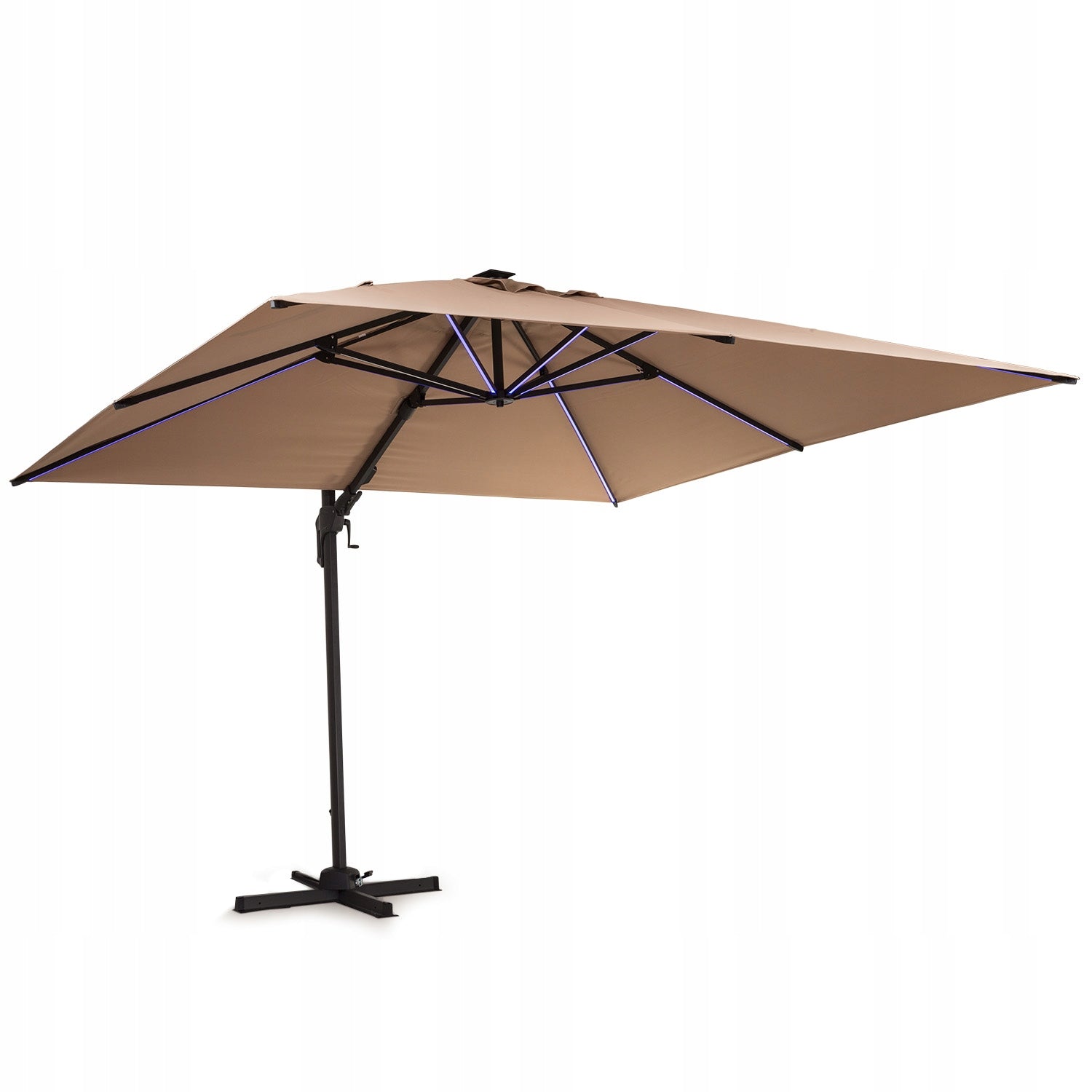 GARDEN UMBRELLA WITH BOOM BLUMFELDT COVER LARGE FOLDING 3X3M LED Product height 250 cm