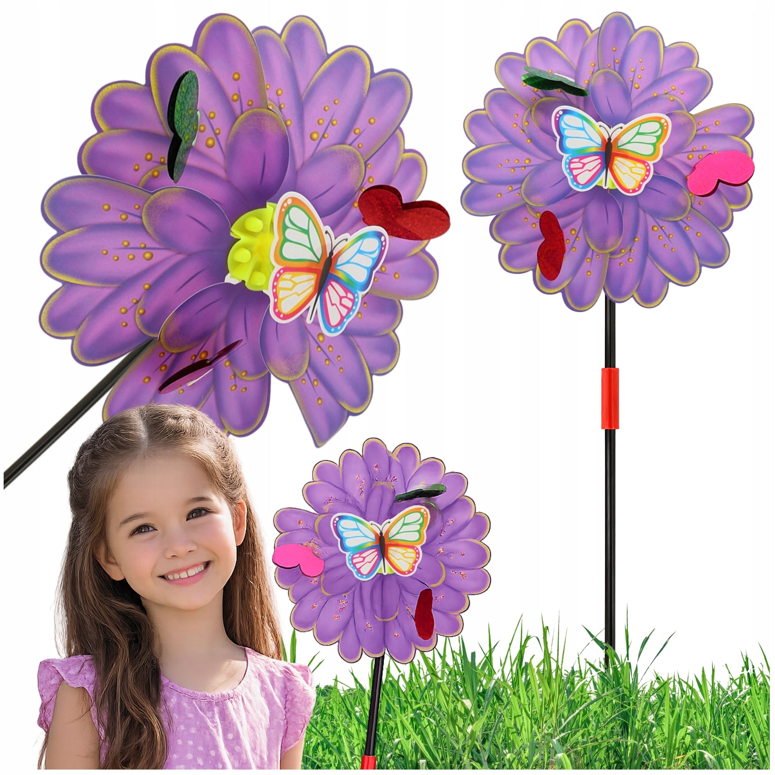 GARDEN WINDMILL FOR CHILDREN GARDEN WINDMILL 52cm COLORFUL FLOWER BUTTERFLY
