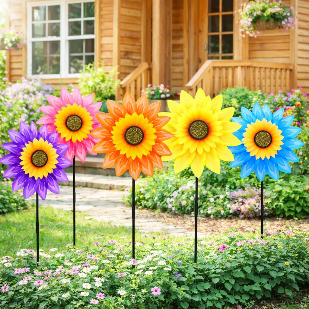GARDEN WINDMILL FOR CHILDREN GARDEN WINDMILL 71 cm SUNFLOWER FLOWER V10 Manufacturer code wiatraczek ogrodowy Profi ID