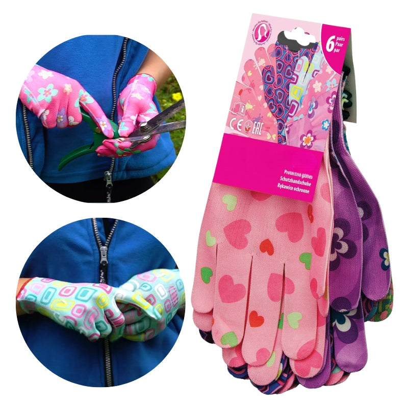 GARDEN Work Gloves Women's Nylon Gloves Elastic 6 Pairs