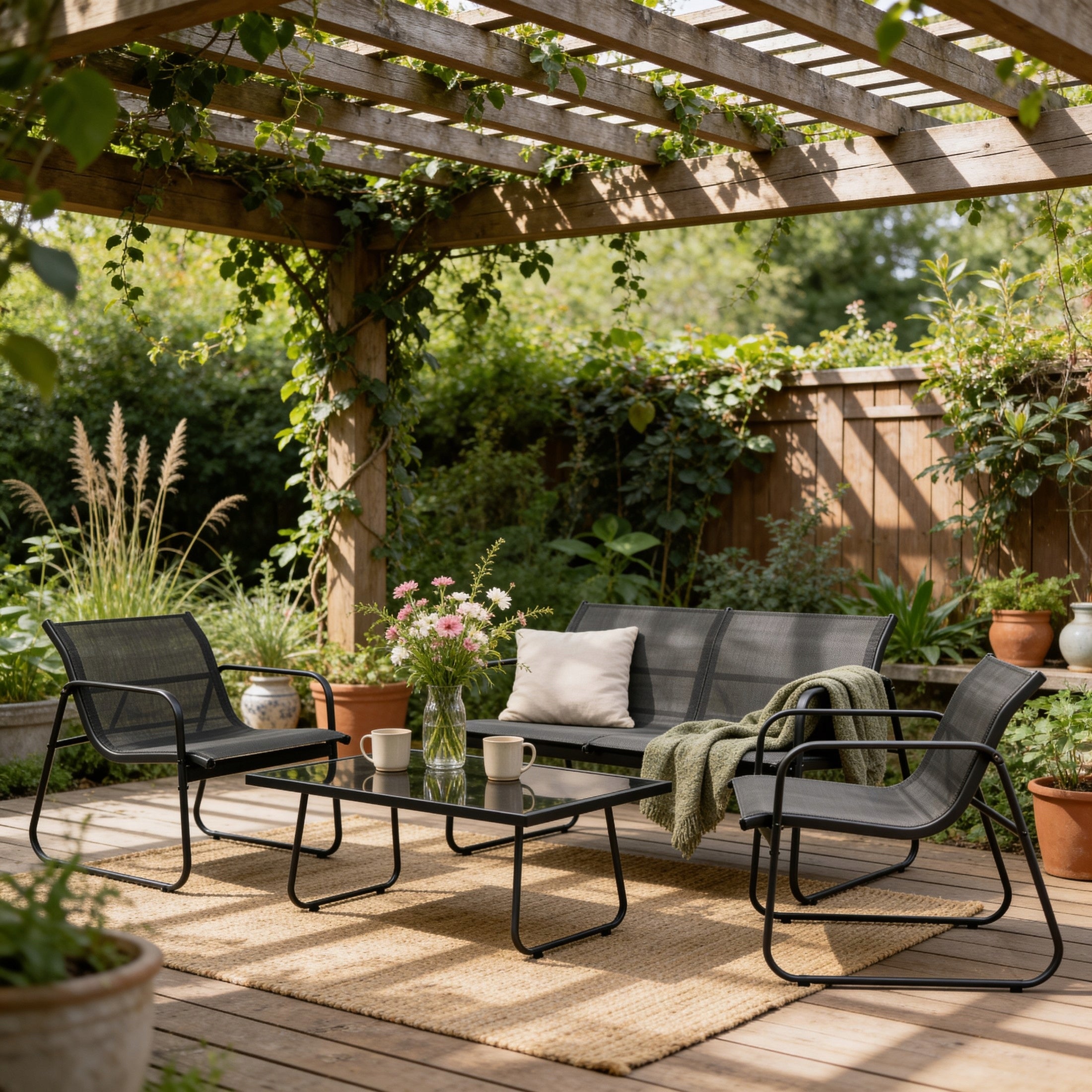 GARDEN furniture set for garden terrace SET table 2 x sofa armchair Main material synthetic material