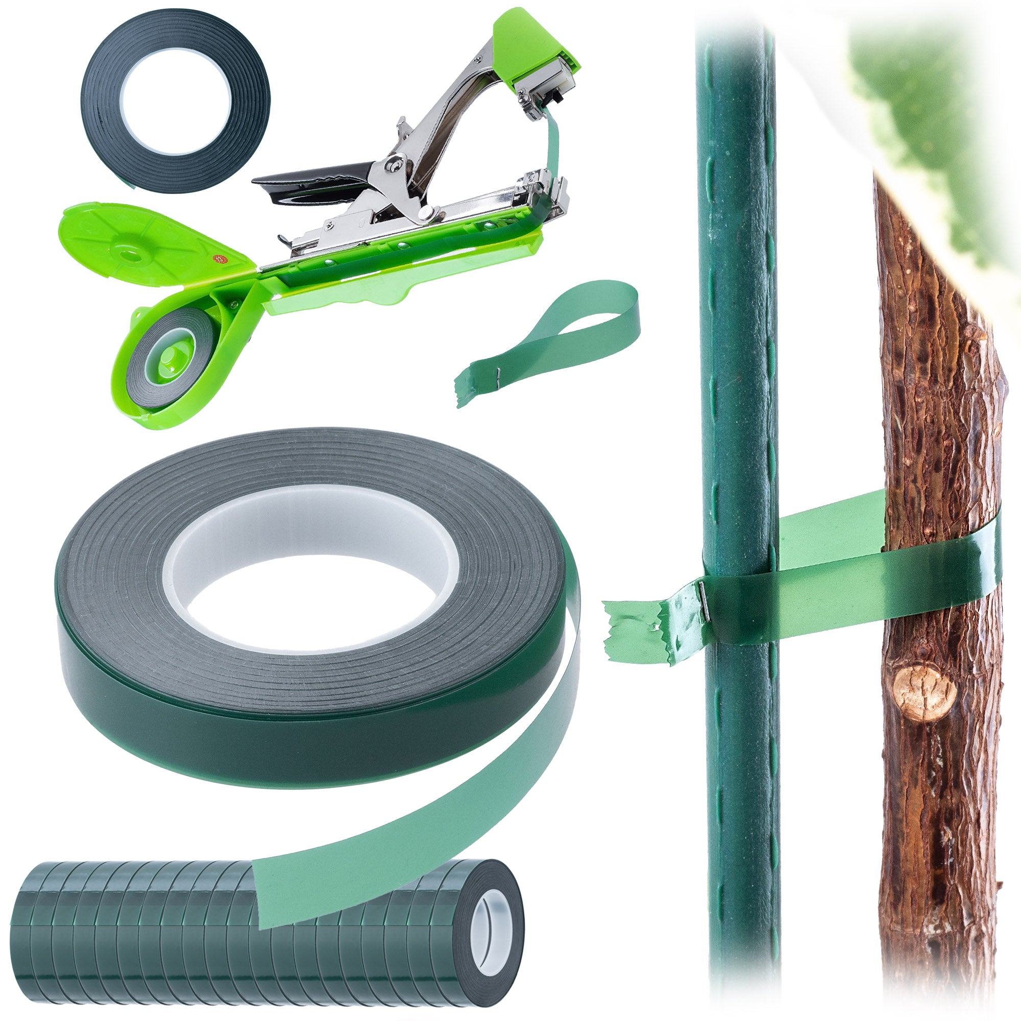 GARDENING TAPE FOR PLANT ATTACHMENT STAPLER TAPENER GREEN 20 pcs