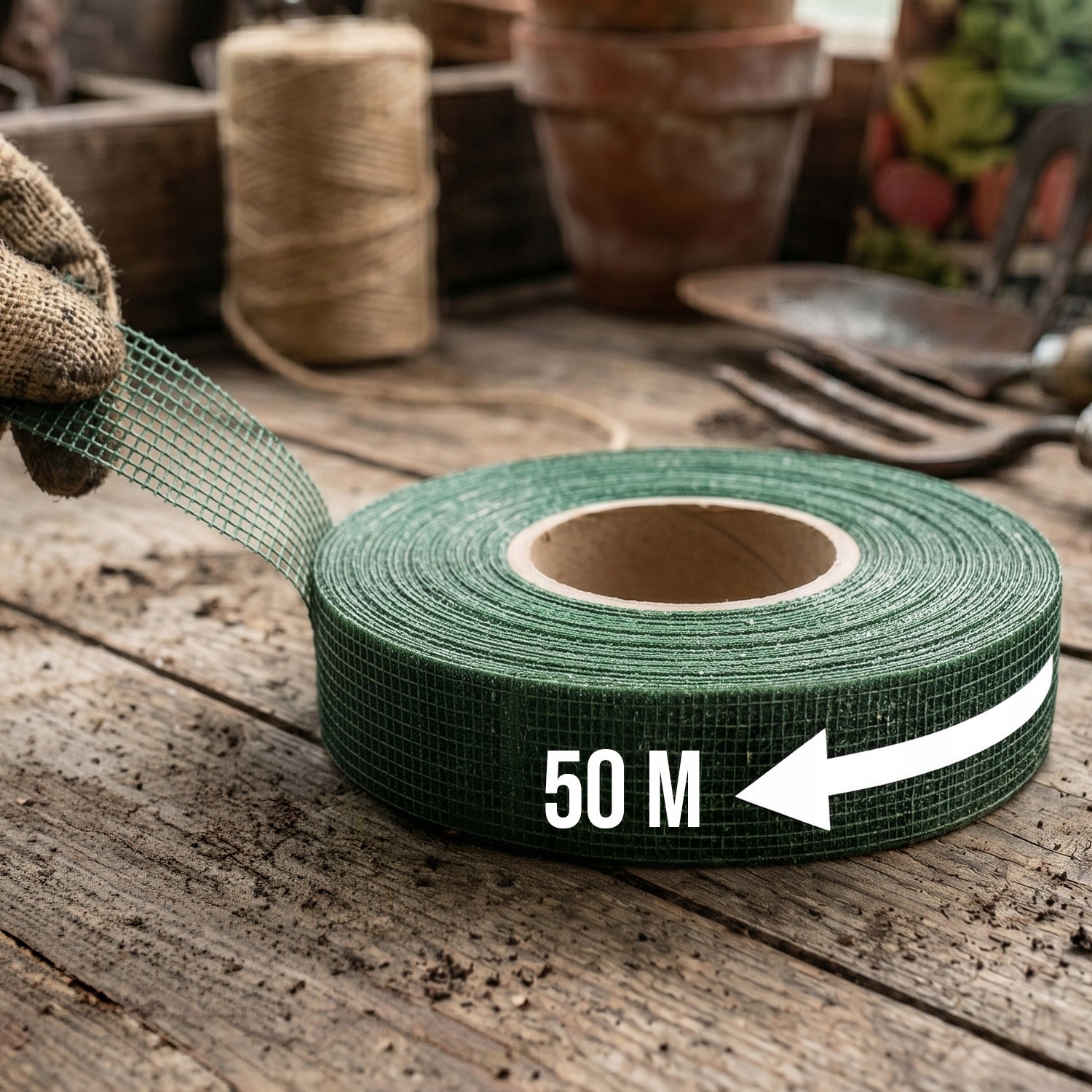 GARDENING TAPE FOR TYING PLANT TREES 3CM X 50M Dominant material plastic