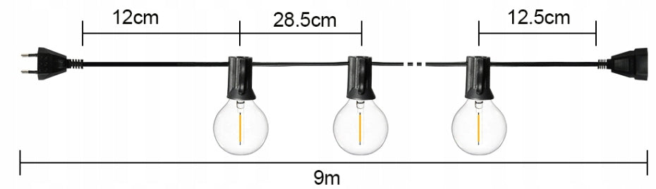 GARLAND GARDEN LIGHTS 30 PATIO BALCONY TERRACE 9m Packaging status original