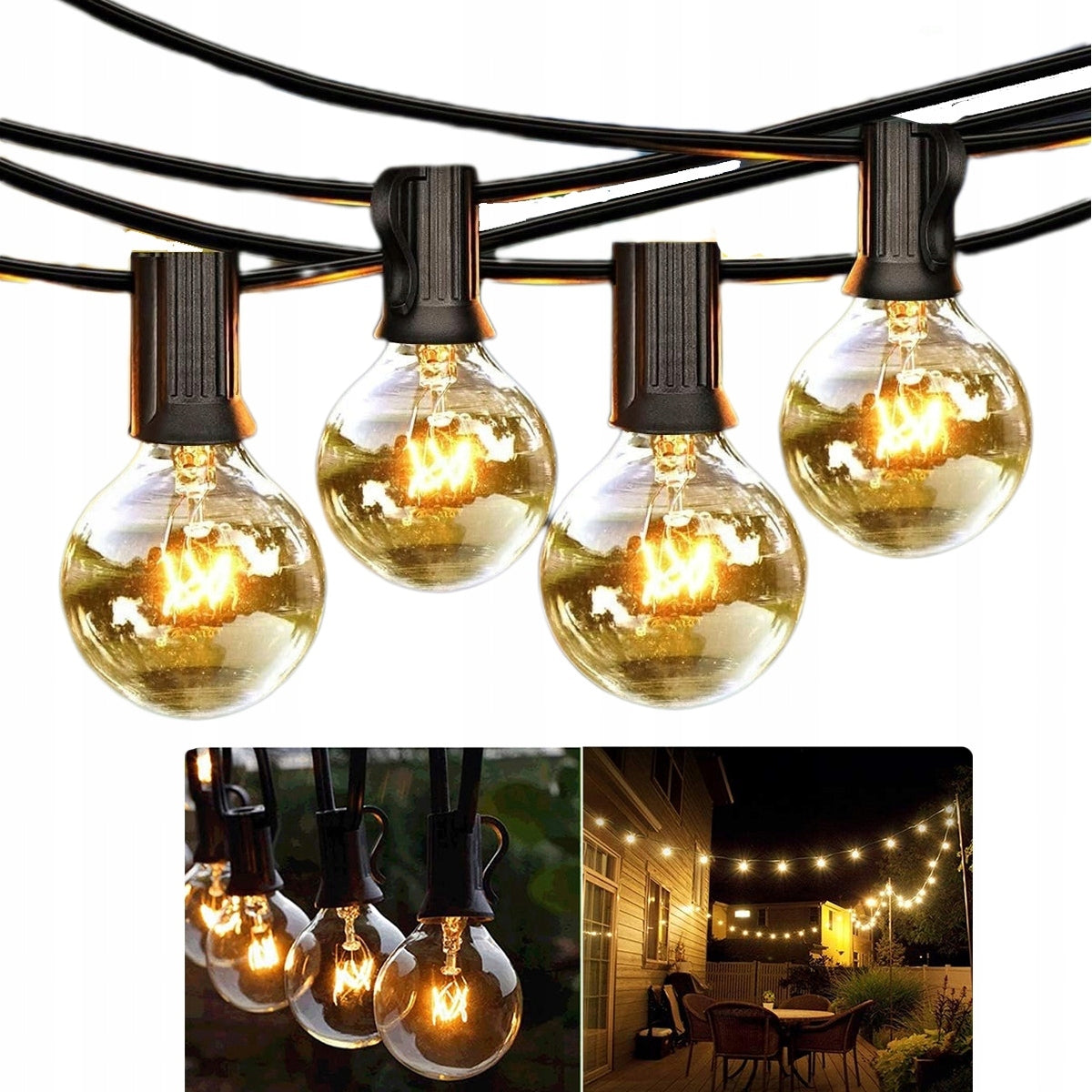 GARLAND LARGE GARDEN LIGHTS 3M+10X OUTDOOR BULBS PATIO BALCONY Brand no brand