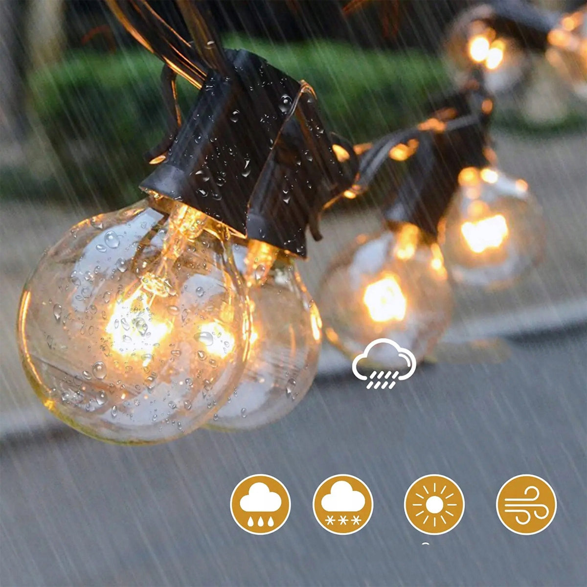 GARLAND LARGE GARDEN LIGHTS 3M+10X OUTDOOR BULBS PATIO BALCONY Length 90 cm