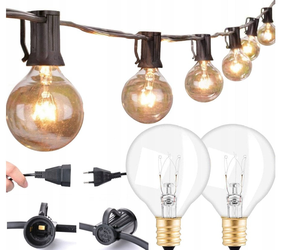 GARLAND LARGE OUTDOOR GARDEN LIGHTS 25 PATIO BALCONY TERRACE 7,6M