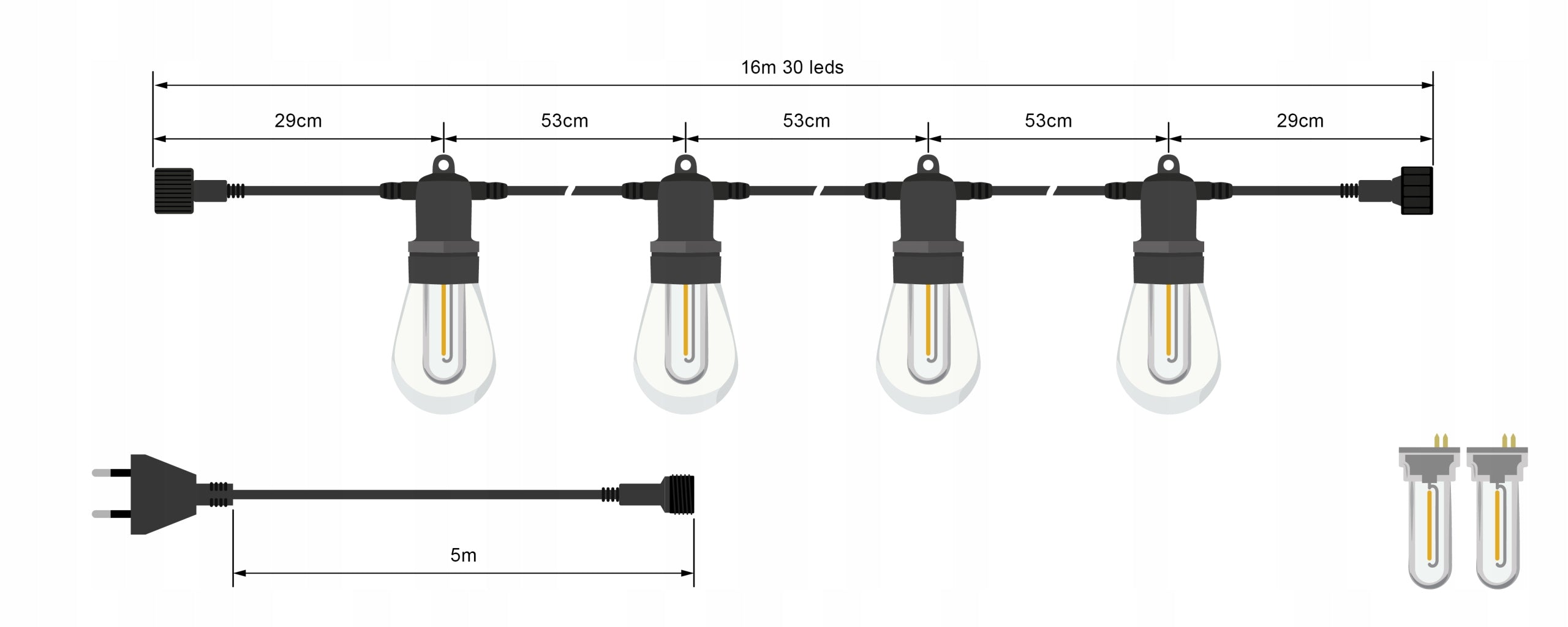 GARLAND Light Garden Terrace Balcony 16m 30x LED Bulbs 2 Freebie EAN (GTIN) 5905326218755