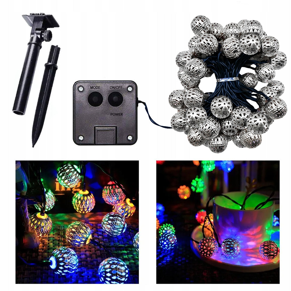 GARLAND SOLAR Garden Lights 50 LED Chain Moroccan Balls 7M Length 700 cm