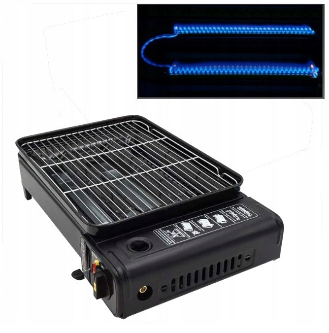 GAS CARTRIDGE GRILL TOURIST GAS STOVE PORTABLE WITH PAN Power 2.2 kW