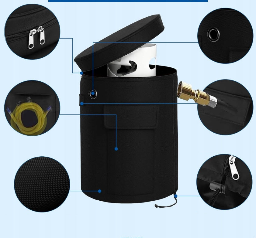 GAS CYLINDER COVER WATER RESISTANT UV RAYS COVER BLACK 30x30 Length 30 cm