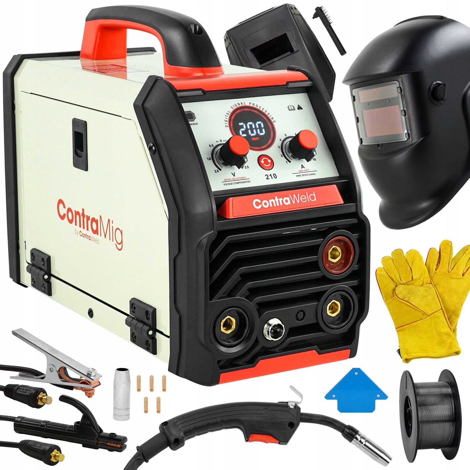 GAS-FREE INVERTER MIGOMAT WELDING MACHINE FLUX MIG MAG MMA TIG 200A LCD