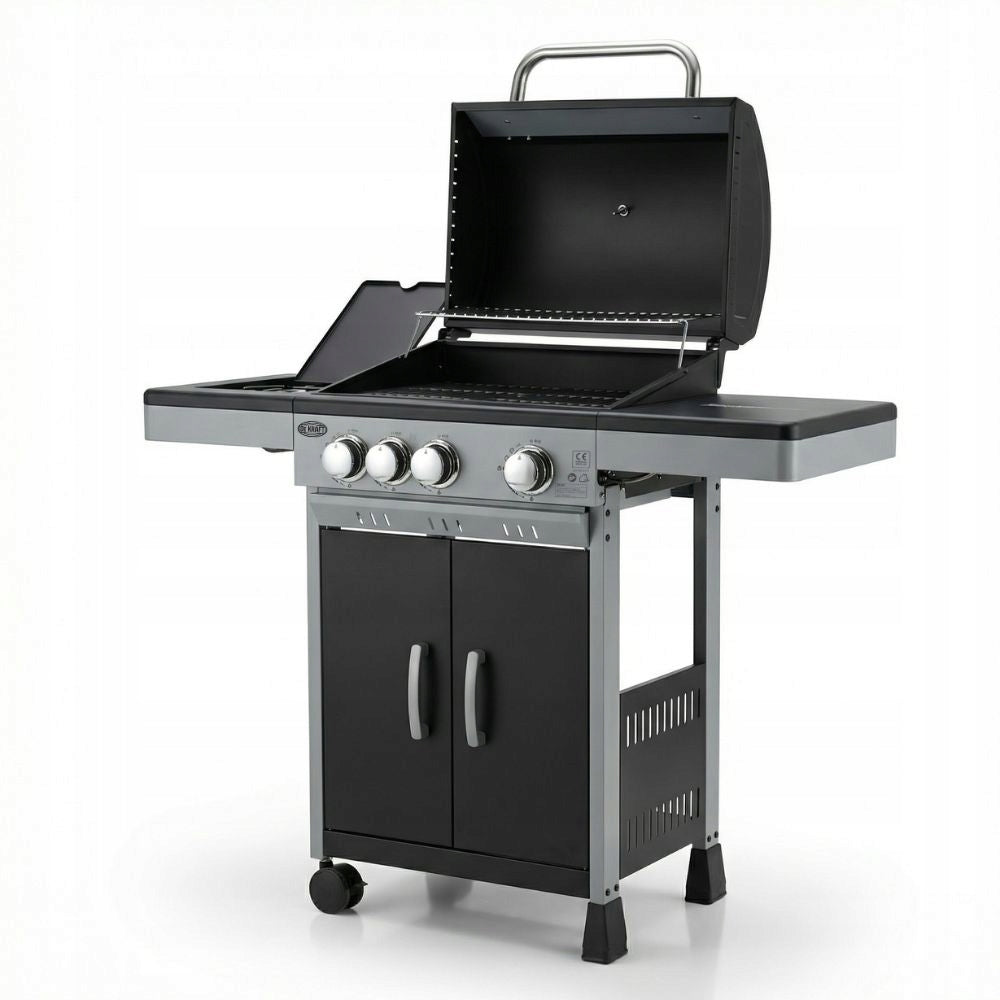 GAS GRILL DEKRAFT 3+1 BURNERS CAST IRON GRATE + COVER CYLINDER CABINET Power 10.9 kW