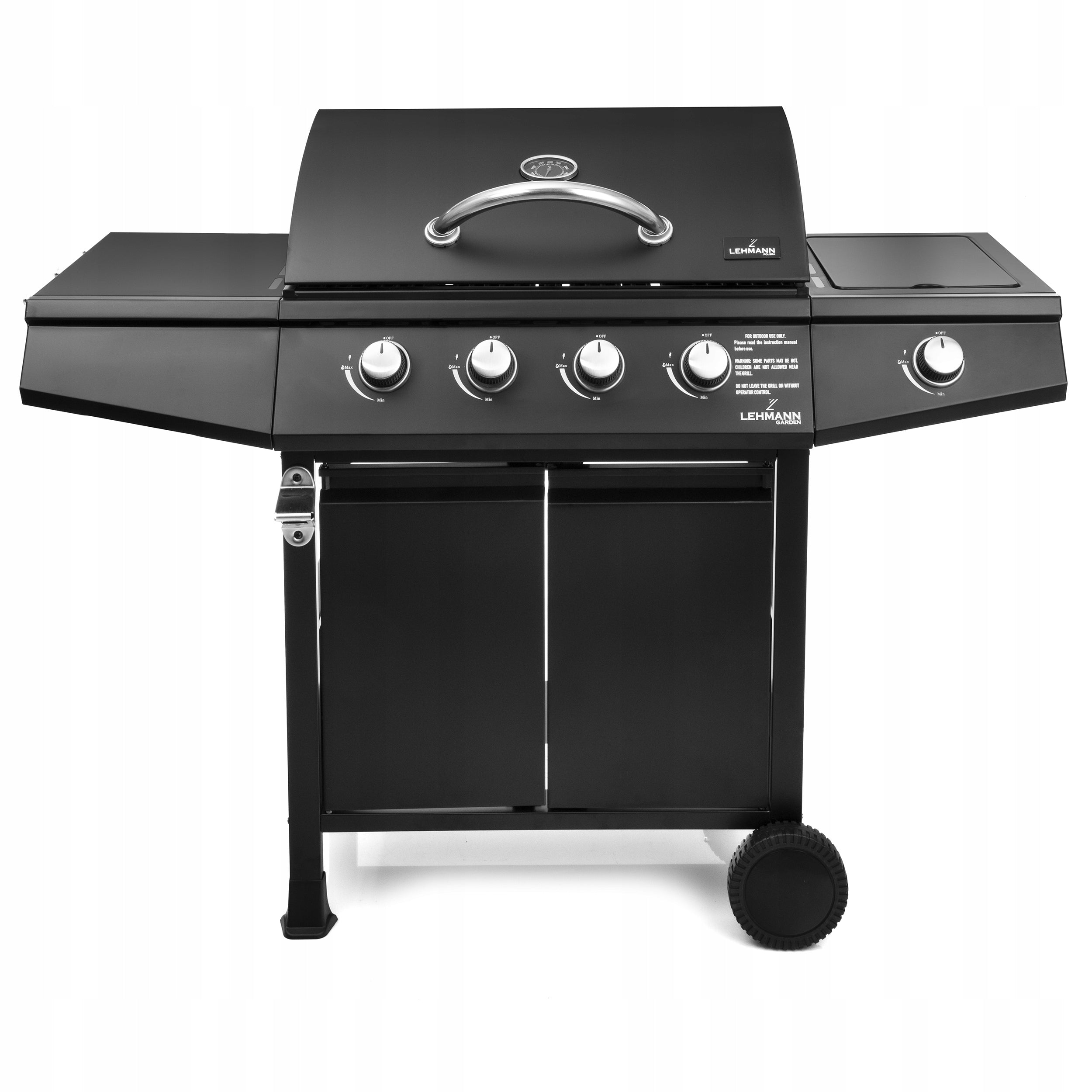 GAS GRILL GARDEN CAST IRON STAINLESS STEEL GRATE LEHMANN OHIO 4+1 COVER Grill depth 50 cm