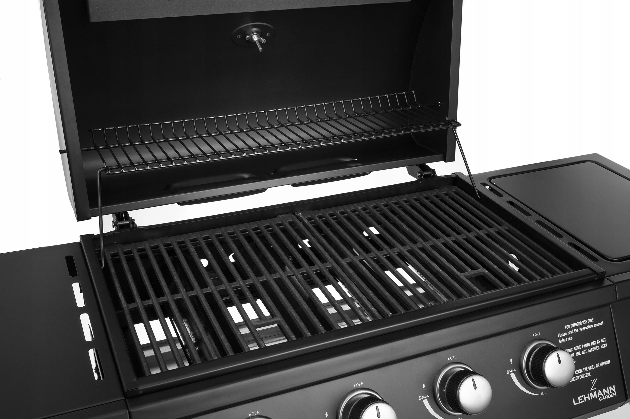 GAS GRILL GARDEN CAST IRON STAINLESS STEEL GRATE LEHMANN OHIO 4+1 COVER Grill height 102 cm