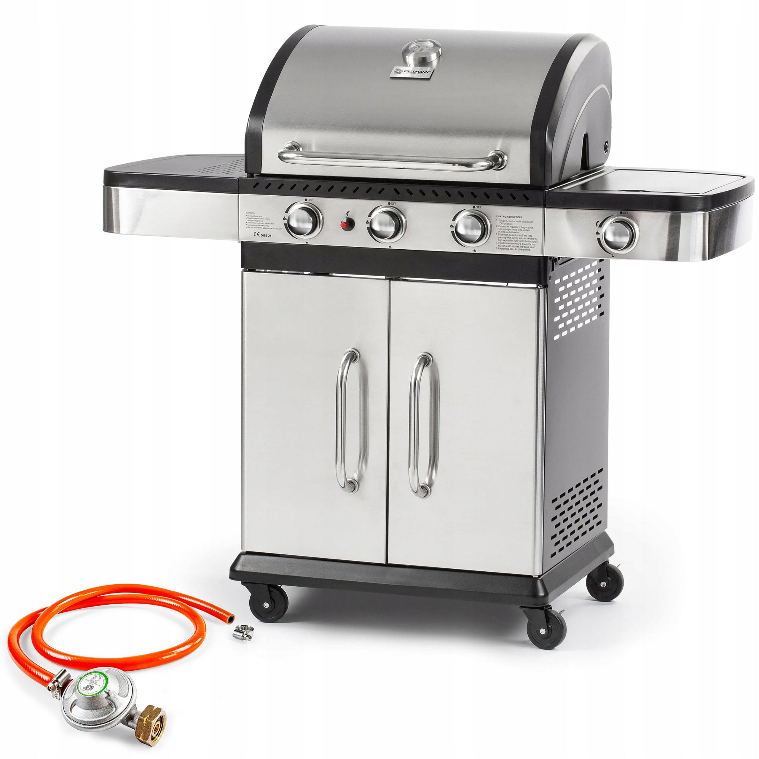 GAS GRILL GARDEN GRATE FORGED STAINLESS STEEL Fieldmann FZG3011 3+1 86cm Packaging status original