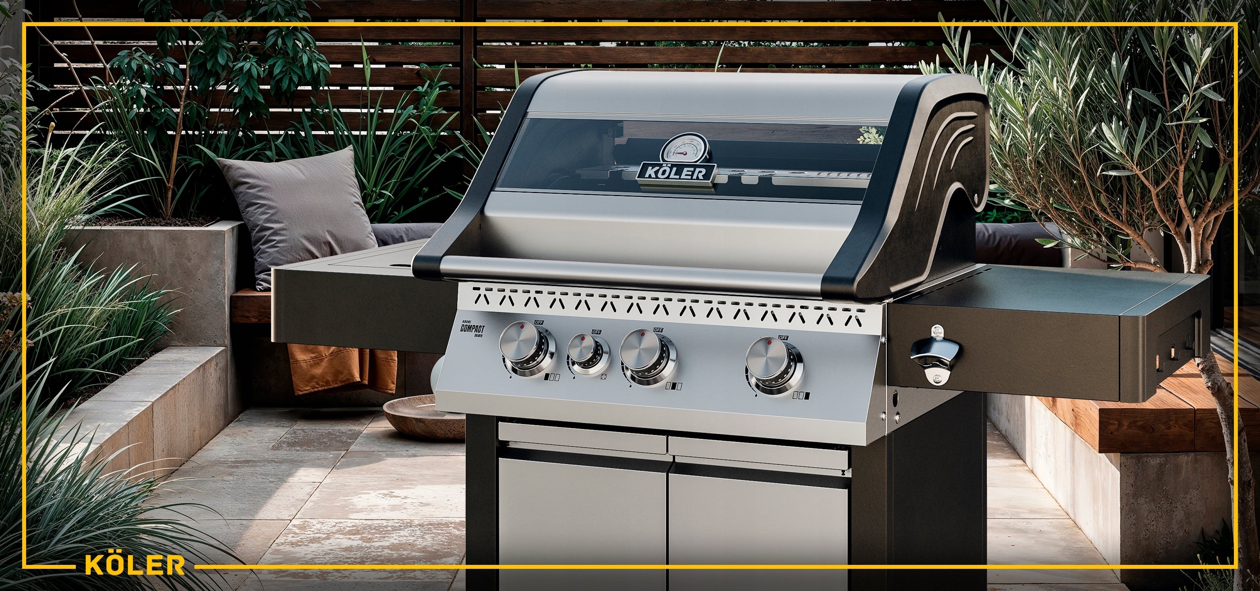 GAS GRILL KRONE Compact CAST IRON GRATE 15,5kW Tempered Glass COVER Packaging status original