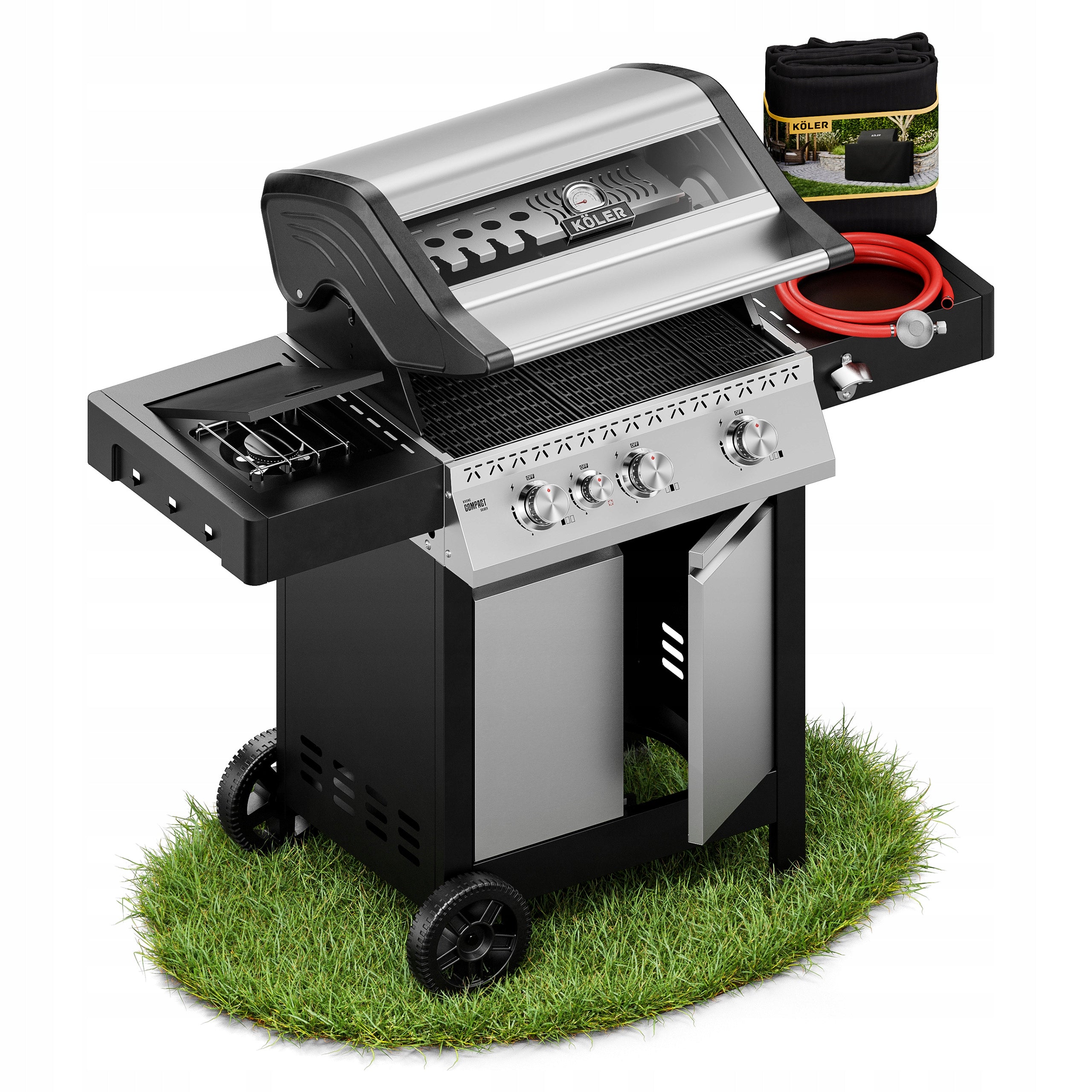 GAS GRILL KRONE Compact CAST IRON GRATE 15,5kW Tempered Glass COVER