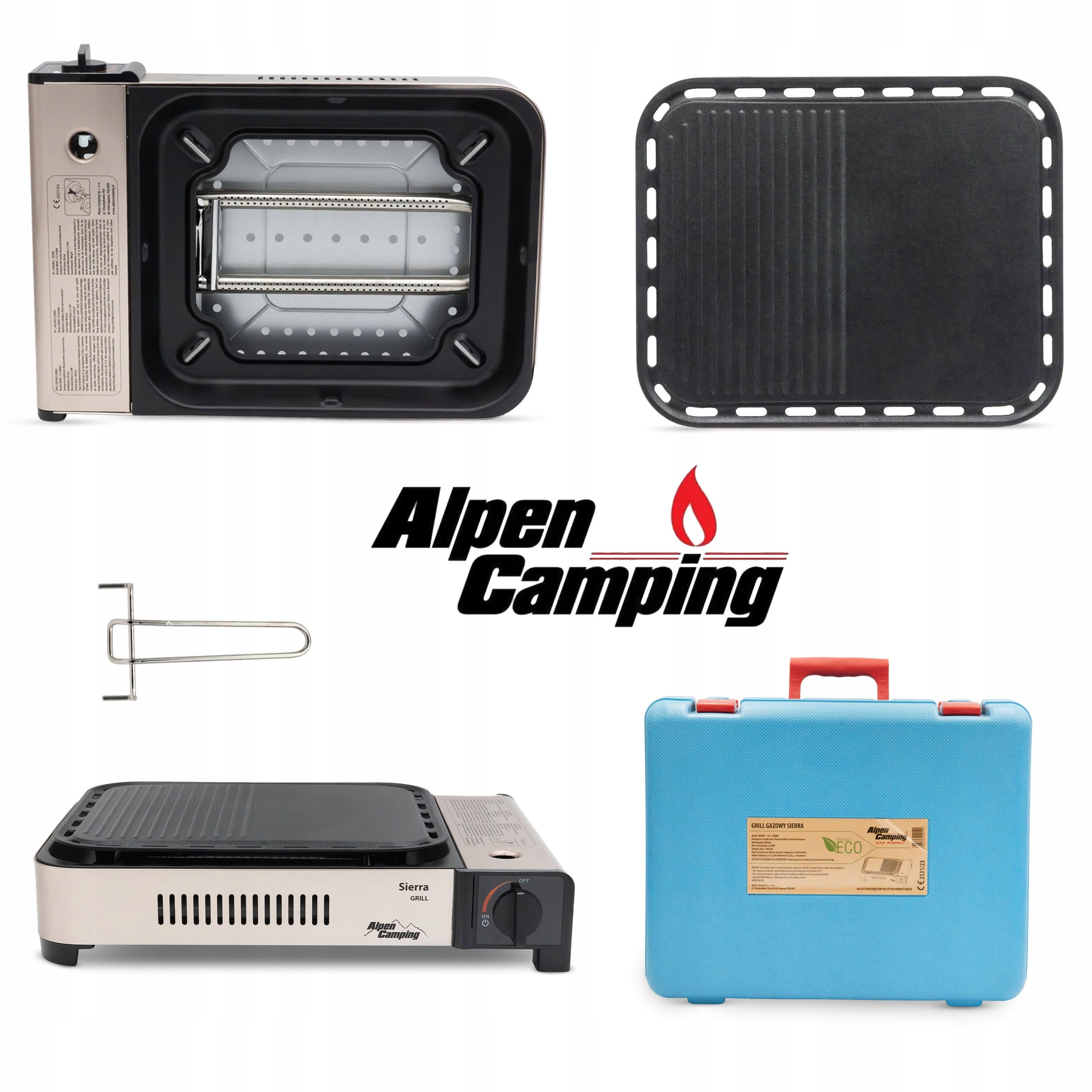 GAS GRILL TOURIST SIERRA PORTABLE FOR GAS CARTRIDGES ALPEN CAMPING Packaging status original