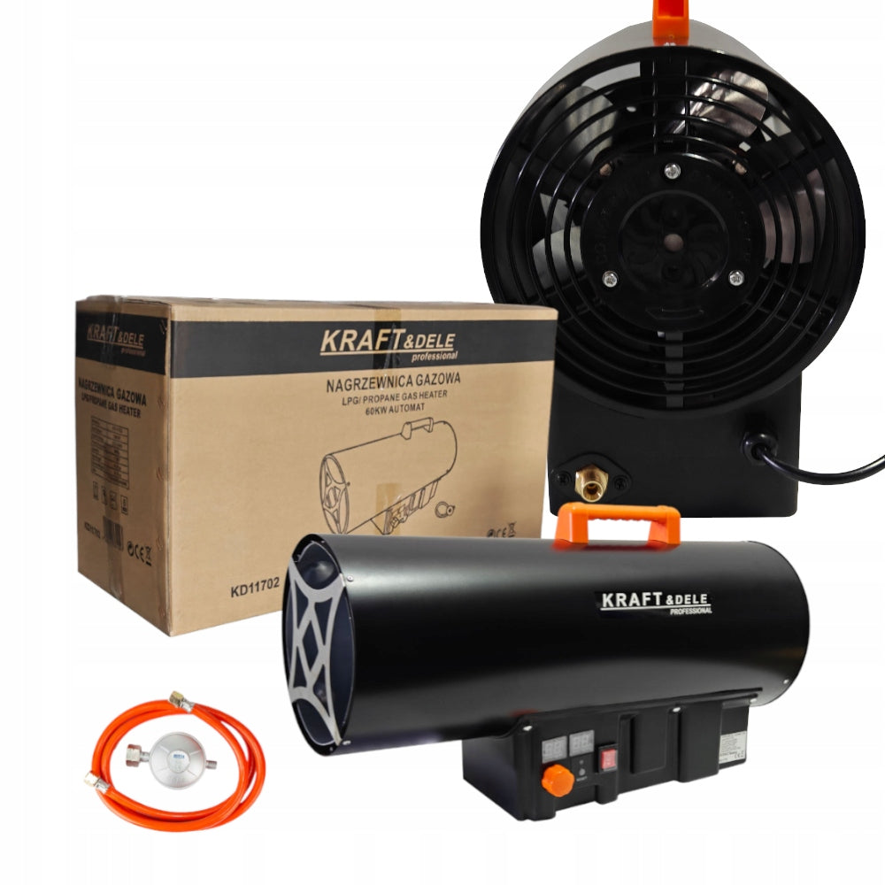 GAS HEATER BLOWER THERMOSTAT LCD HIGH POWER 60kW + HOSE AND REDUCER
