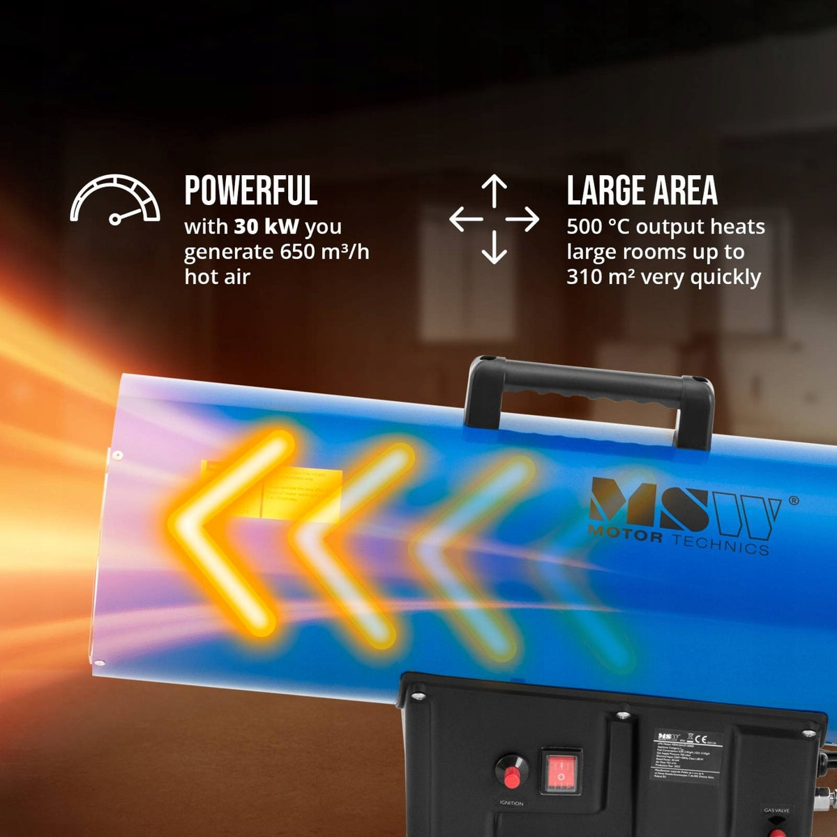 GAS HEATER HEATING BLOWER STOVE 310m3 Manufacturer code MSW-GH-ET-30000