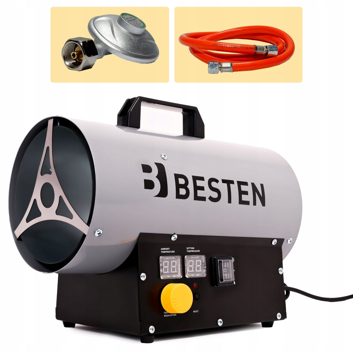 GAS HEATER WITH THERMOSTAT AUTOMATIC FOR CYLINDER BLOWER 30 KW LCD Brand BESTEN
