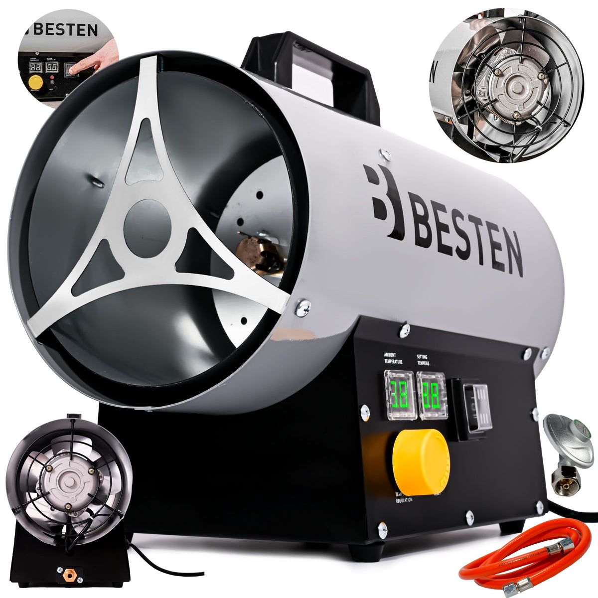 GAS HEATER WITH THERMOSTAT AUTOMATIC FOR CYLINDER BLOWER 30 KW LCD