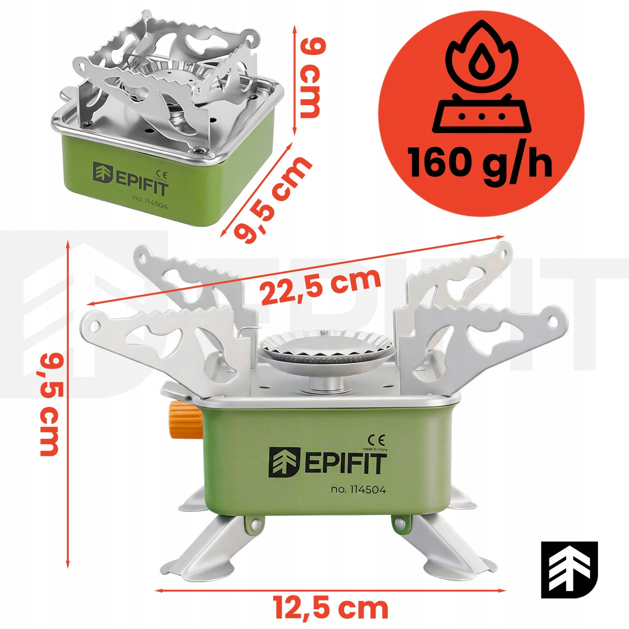 GAS TOURIST STOVE FOLDING FOR BUTANE CARTRIDGE 1KW PIEZO COVER Packaging status original