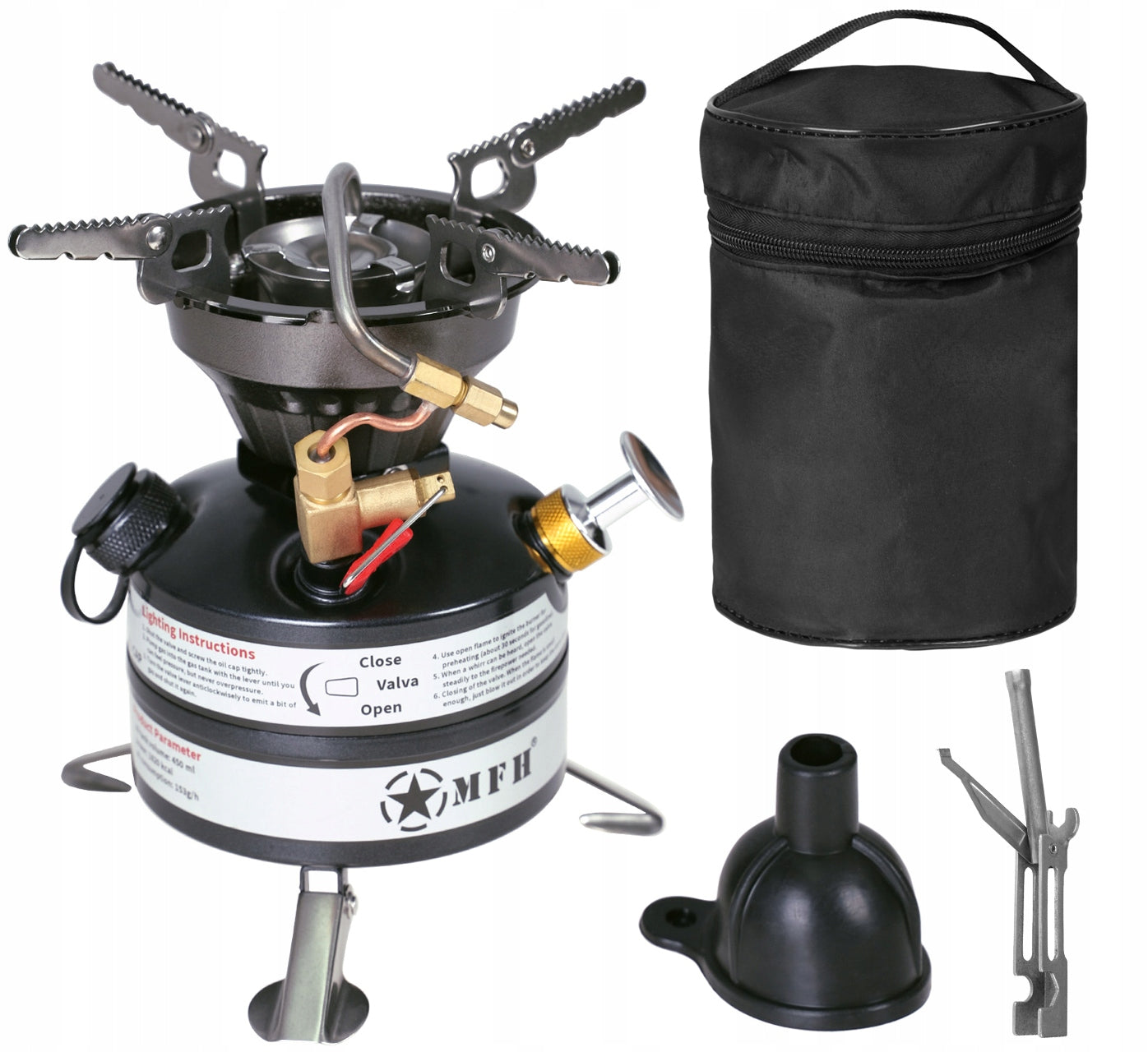GASOLINE TOURIST STOVE MFH US M-95 SURVIVAL CAMP IN COVER