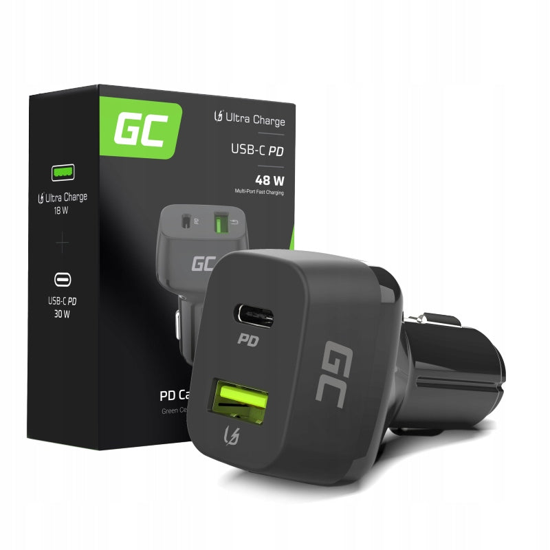 GC Fast USB-C Car Charger USB 48W charging PD QC 3.0 12V 24V