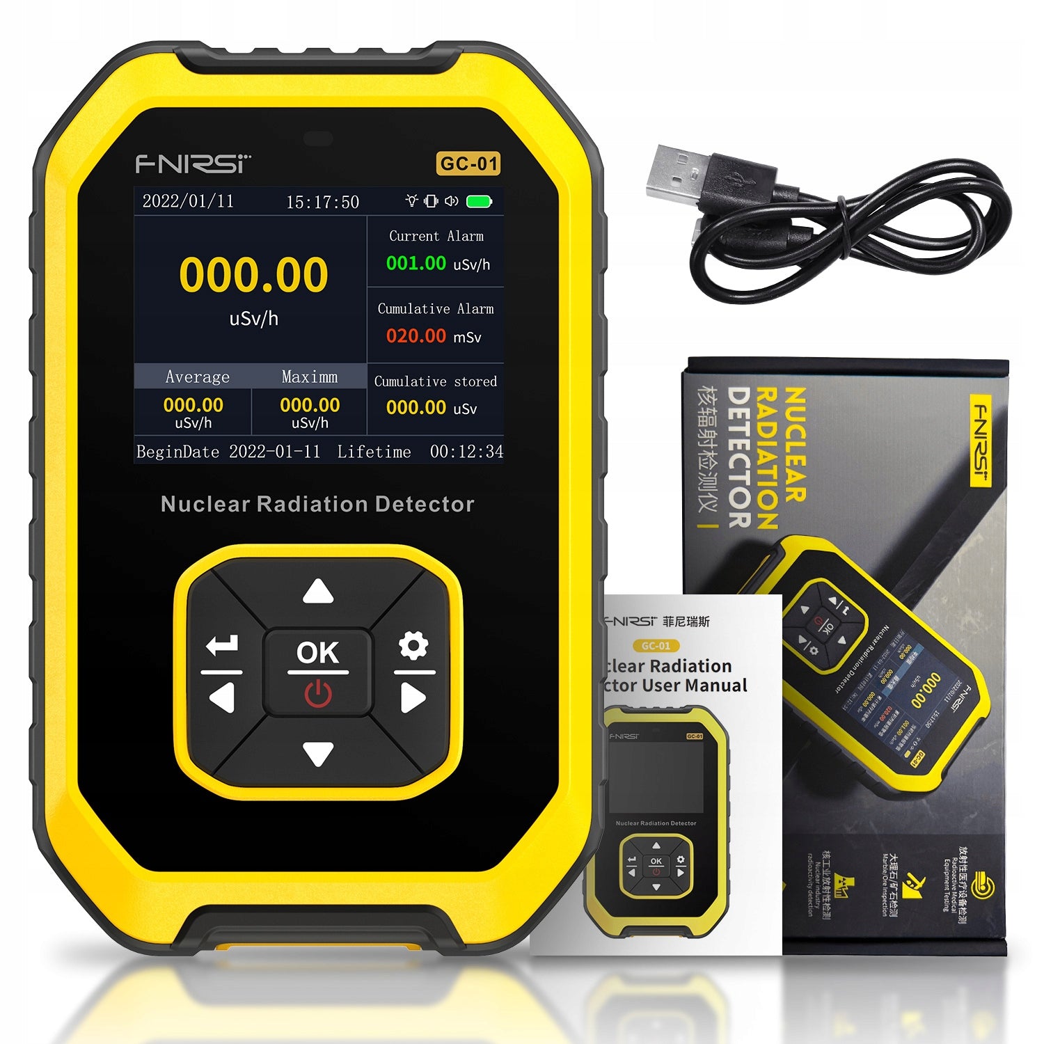 GC01 Geiger counter dosimeter ionizing radiation tester Packaging status original