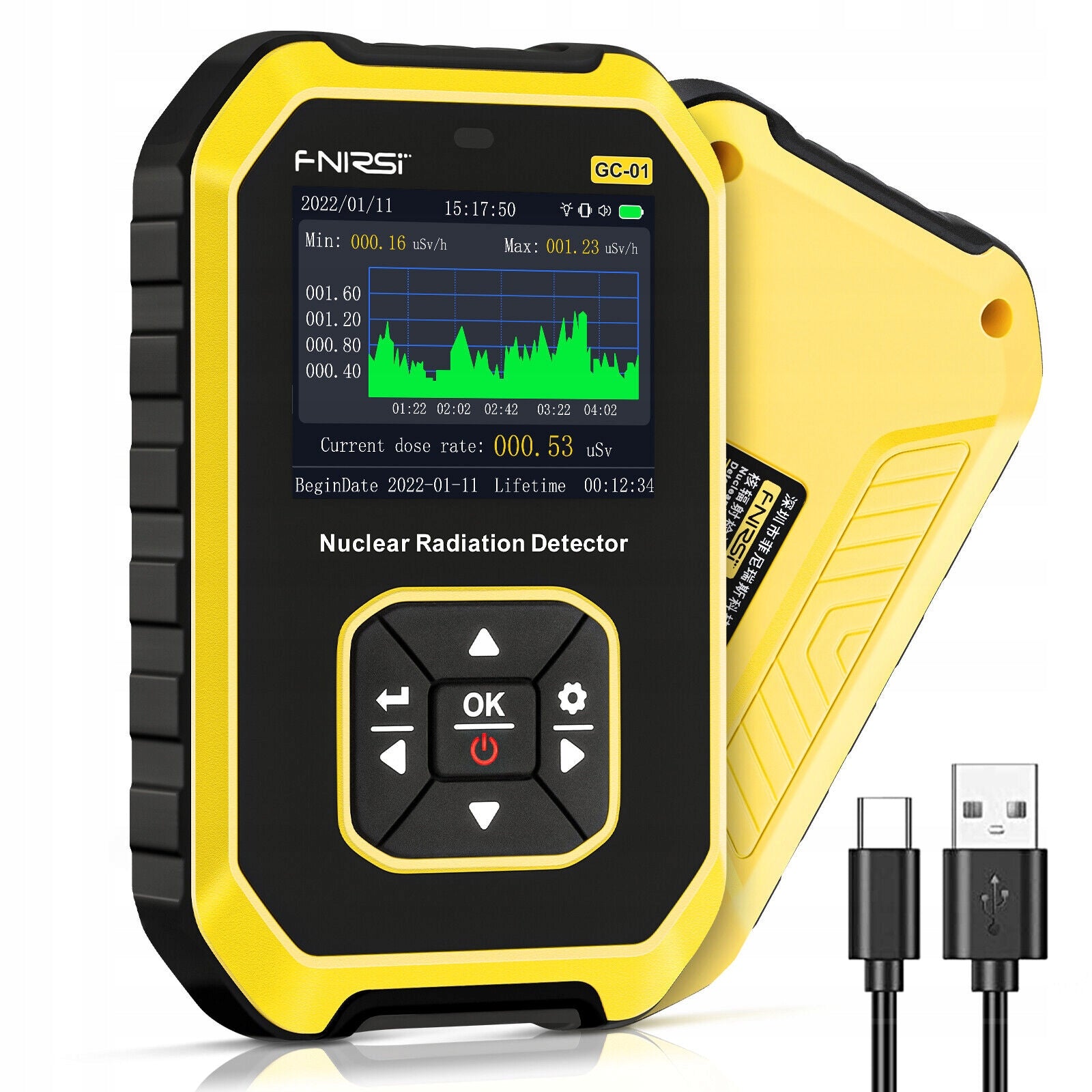 GC01 Geiger counter dosimeter ionizing radiation tester