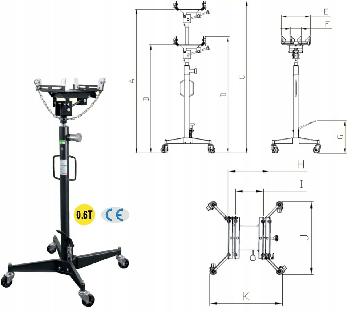 GEARBOX LIFTER 500KG 1180-1980MM WITH ADJUSTABLE BASE NW MGS0 Manufacturer code MGS0102B