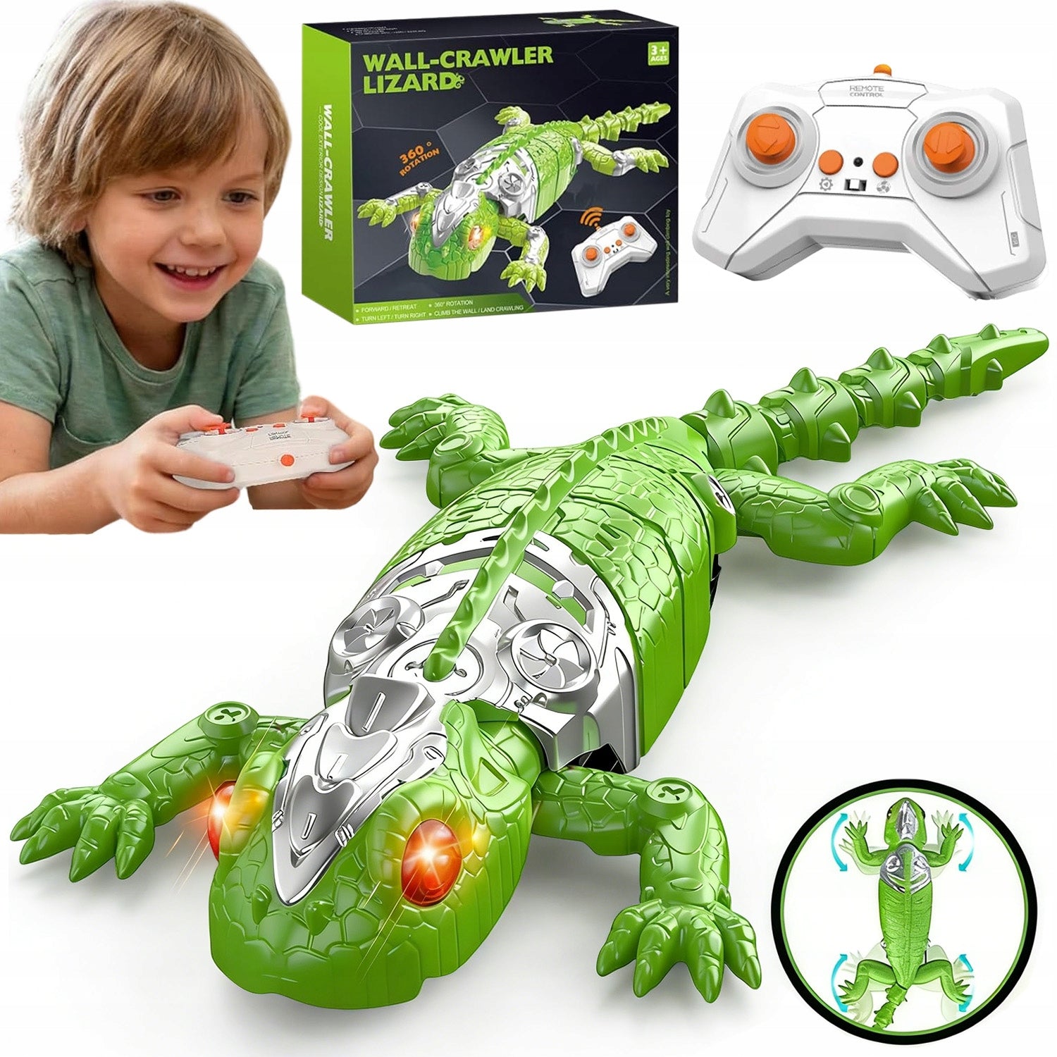 GECKO INTERACTIVE WALL CLIMBER REPTILE ROBOT | RC CRAWLS ON WALLS | LED EYES