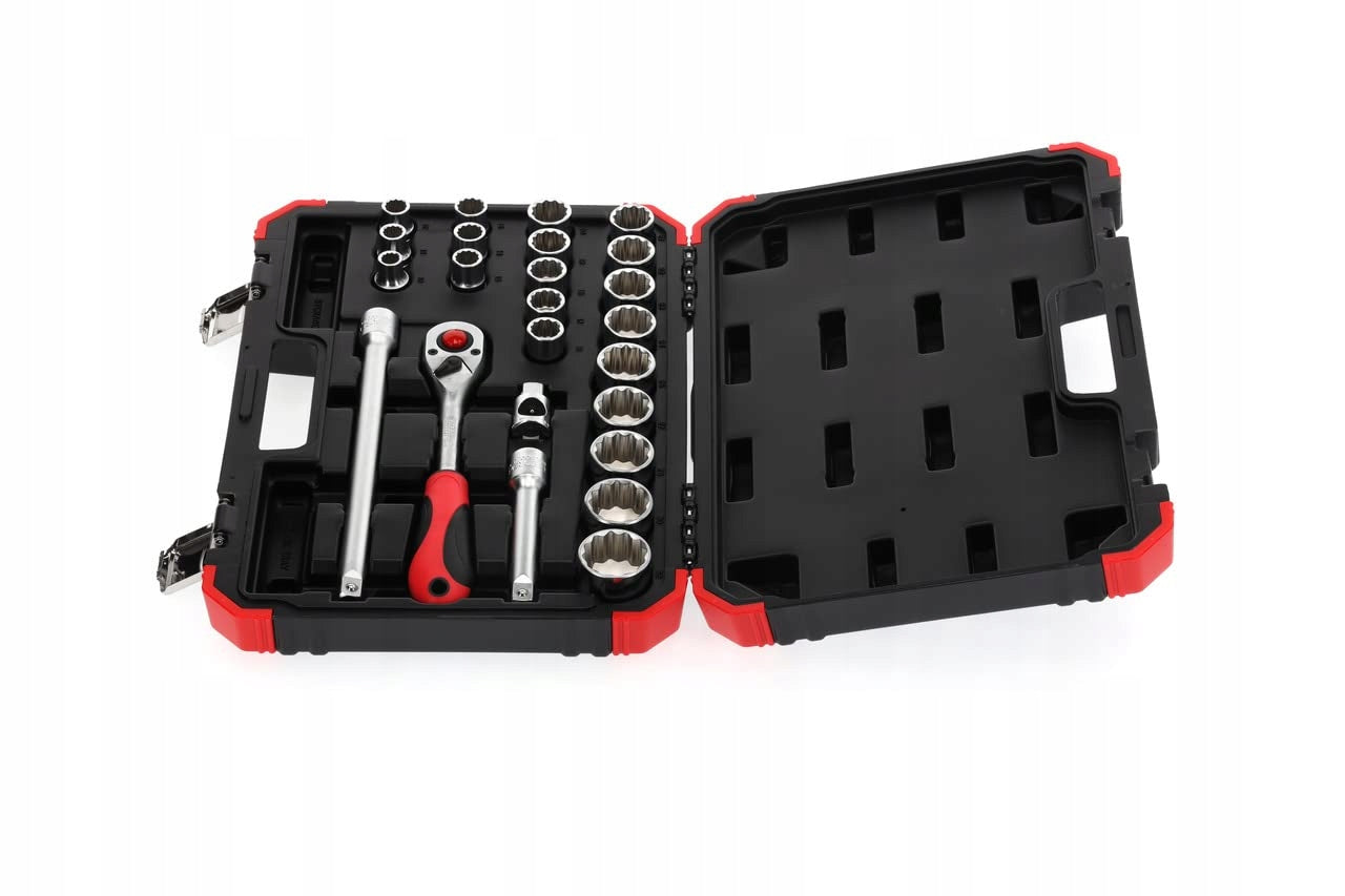 GEDORE Socket Wrench Set 24 Elements With Ratchet 1/2 Inch Brand Gedore Red