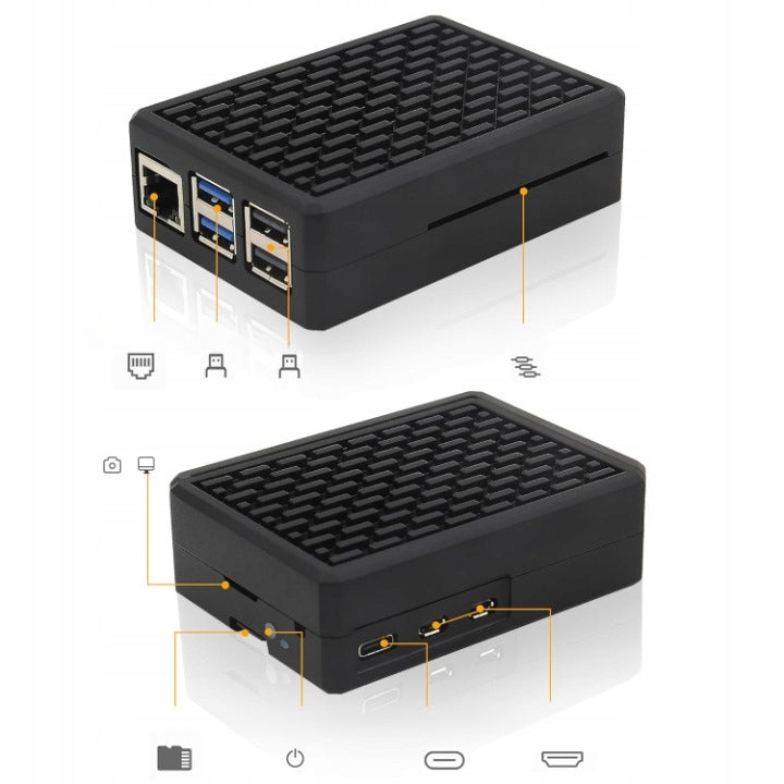 GEEKWORM P532 Aluminum Housing Raspberry Pi 5 Passive Cooling Black Packaging status original