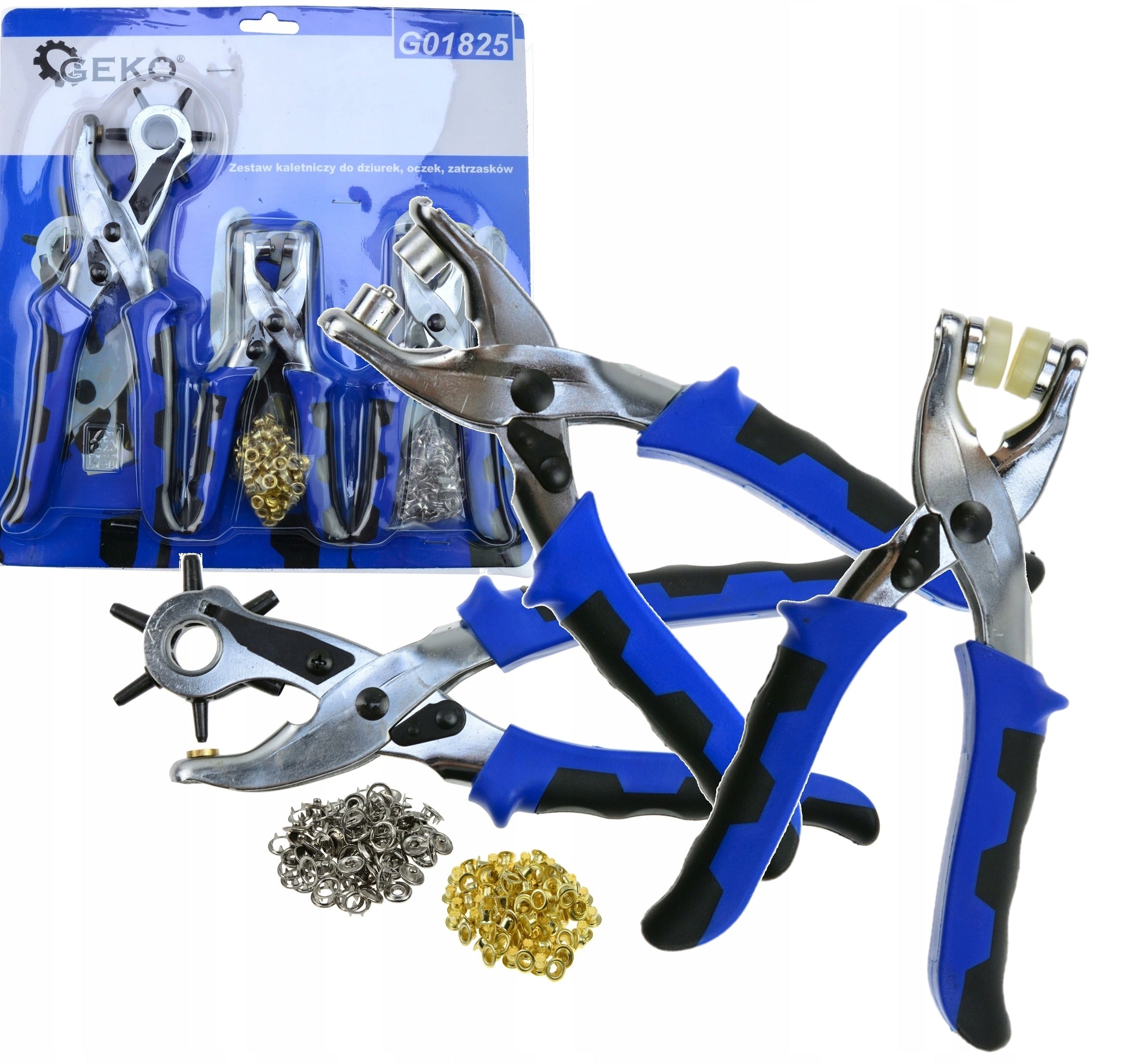 GEKO G01825 leatherette set for mesh holes and latches 128 el.
