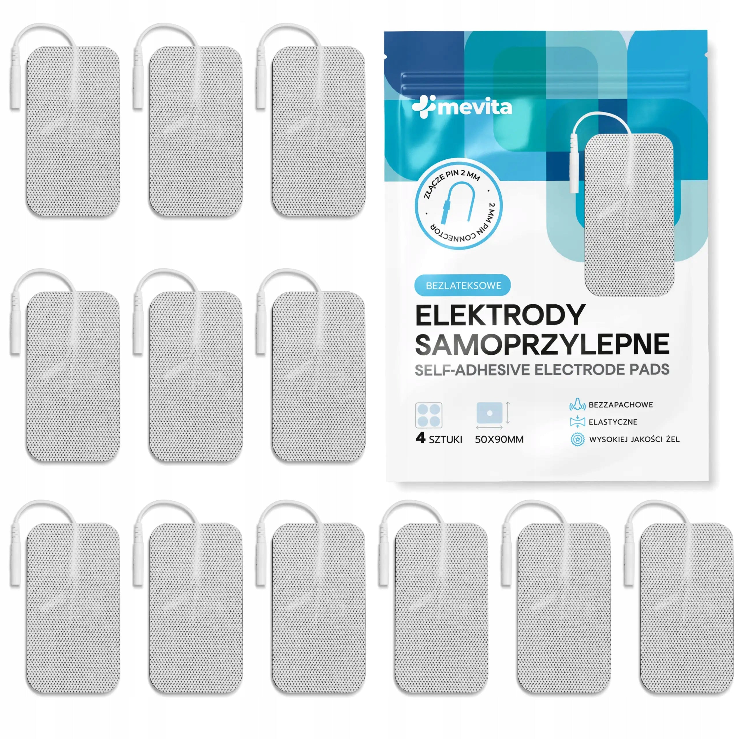 GEL ELECTRODES TENS EMS FOR ELECTROSTIMULATION CAPS LARGE 5x9cm 12 pcs.