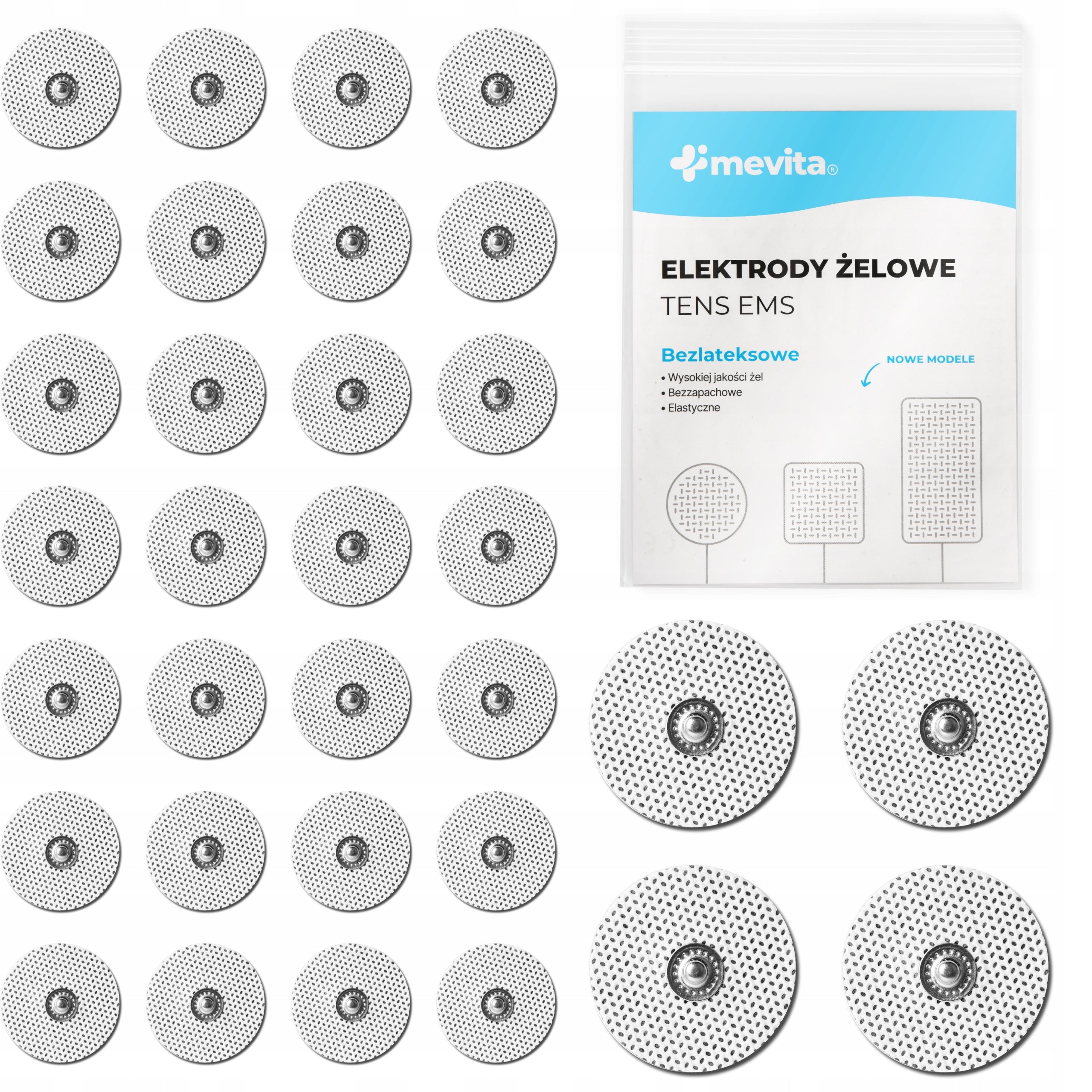 GEL ELECTRODES TENS EMS FOR ELECTROSTIMULATION SANITAS Beurer 3x3cm 32 pcs.
