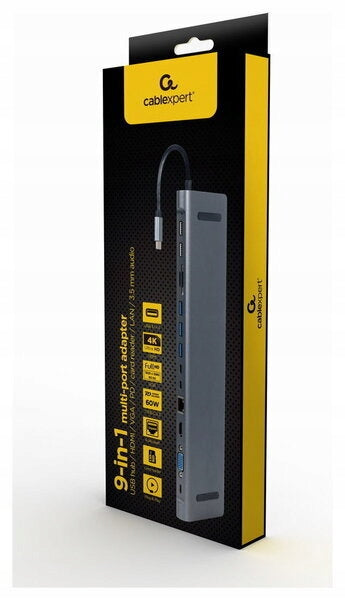 GEMBIRD MULTI USB ADAPTER TYPE-C 8IN1 GREY Manufacturer Gembird
