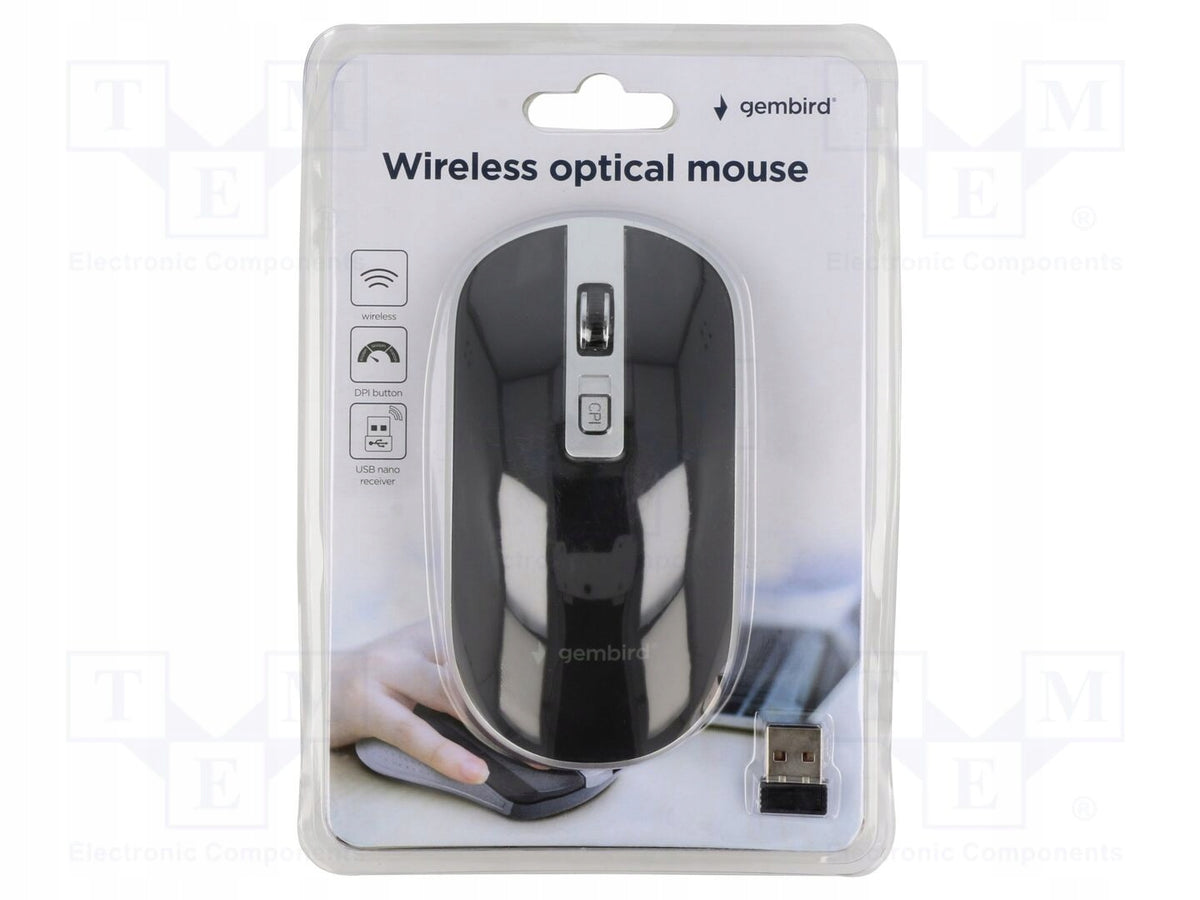 GEMBIRD Mouse; black, grey; USB A; wireless, optical; Il.przyc: 4