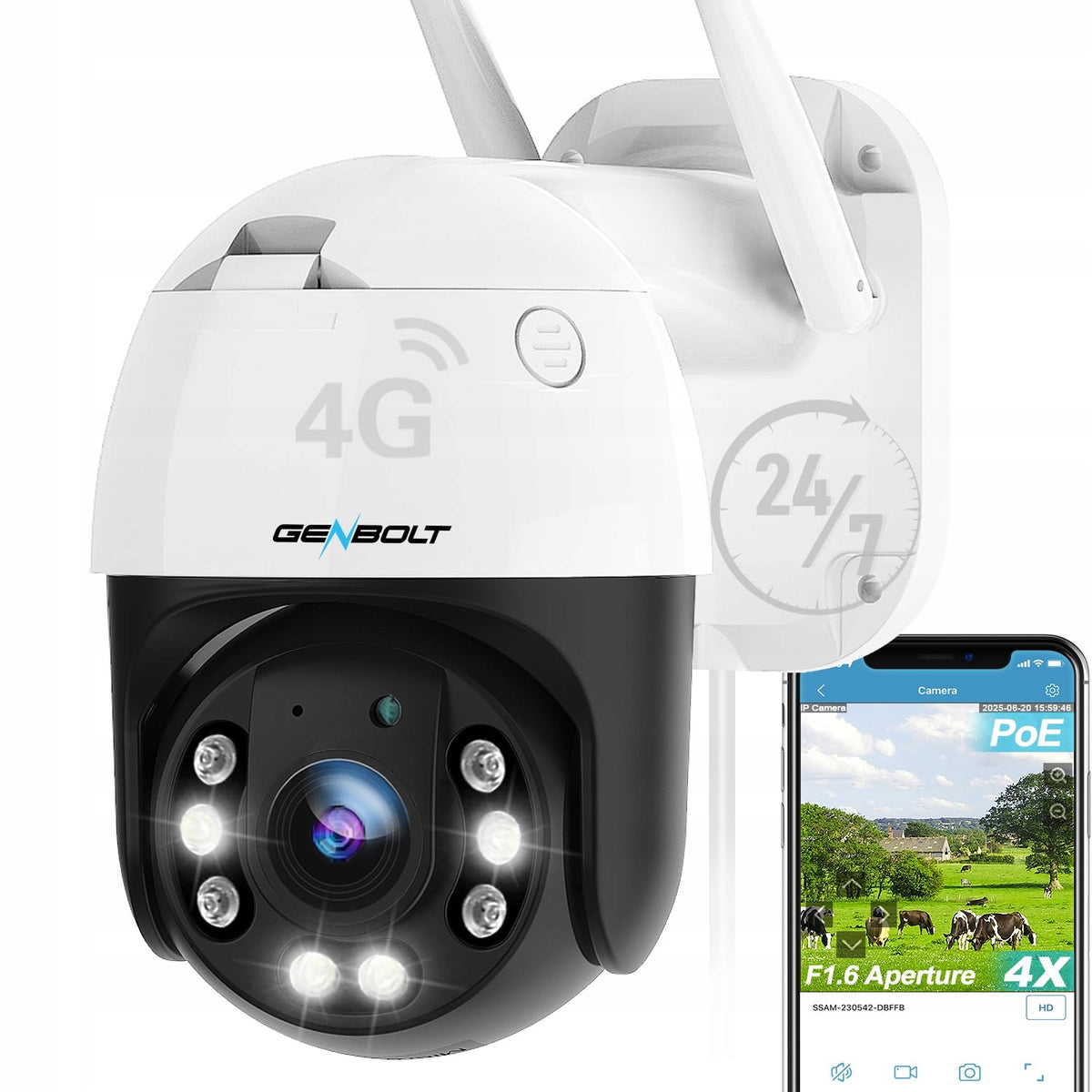 GENBOLT 3G/4G LTE Outdoor Camera with SIM Card Without WiFi PoE Monitoring